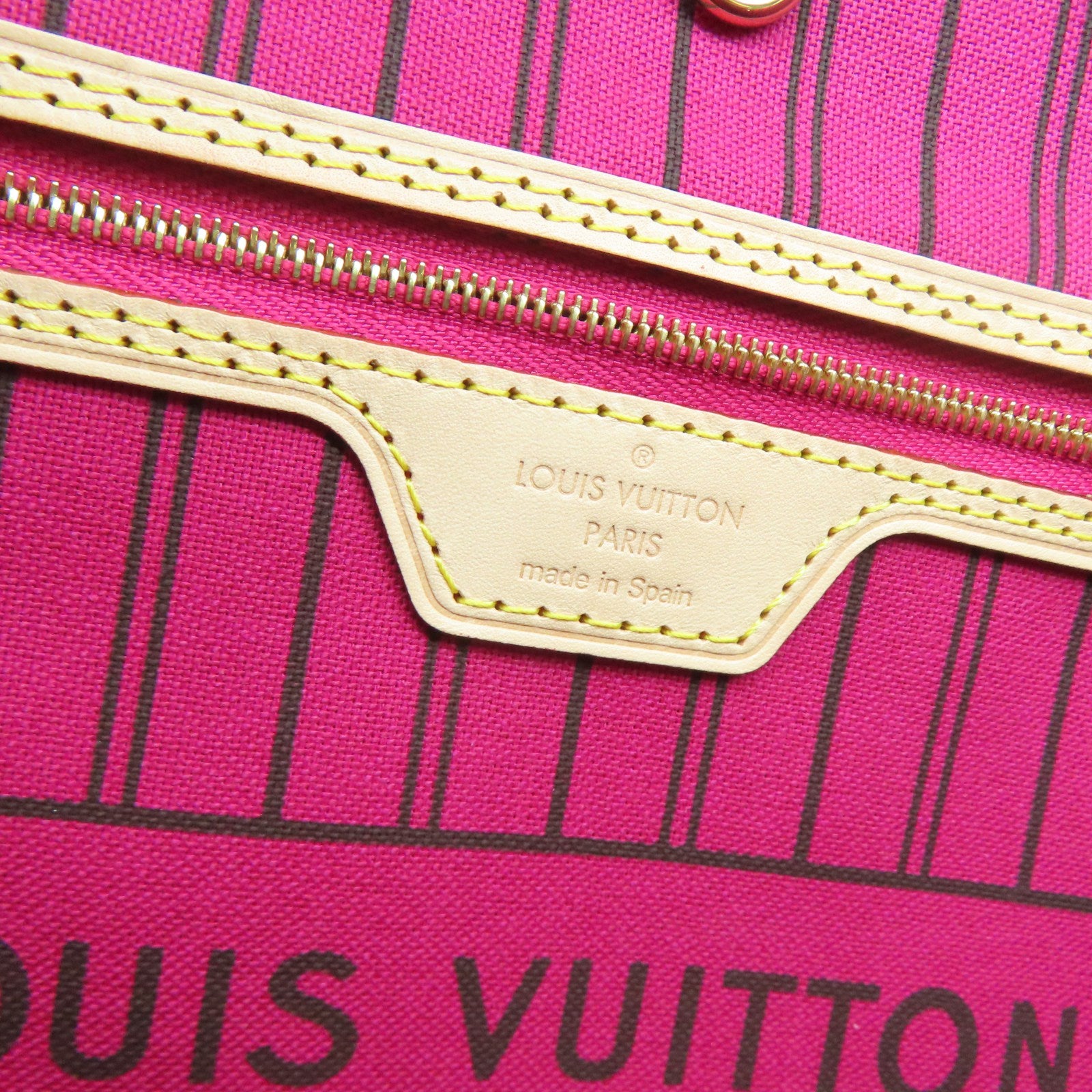 LOUIS VUITTON Monogram Neverfull MM金扣手挽袋棕色