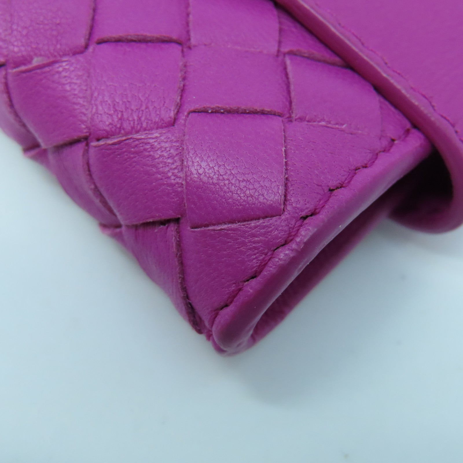 BOTTEGA VENETA Textured Leather Pouch Clutch Purple