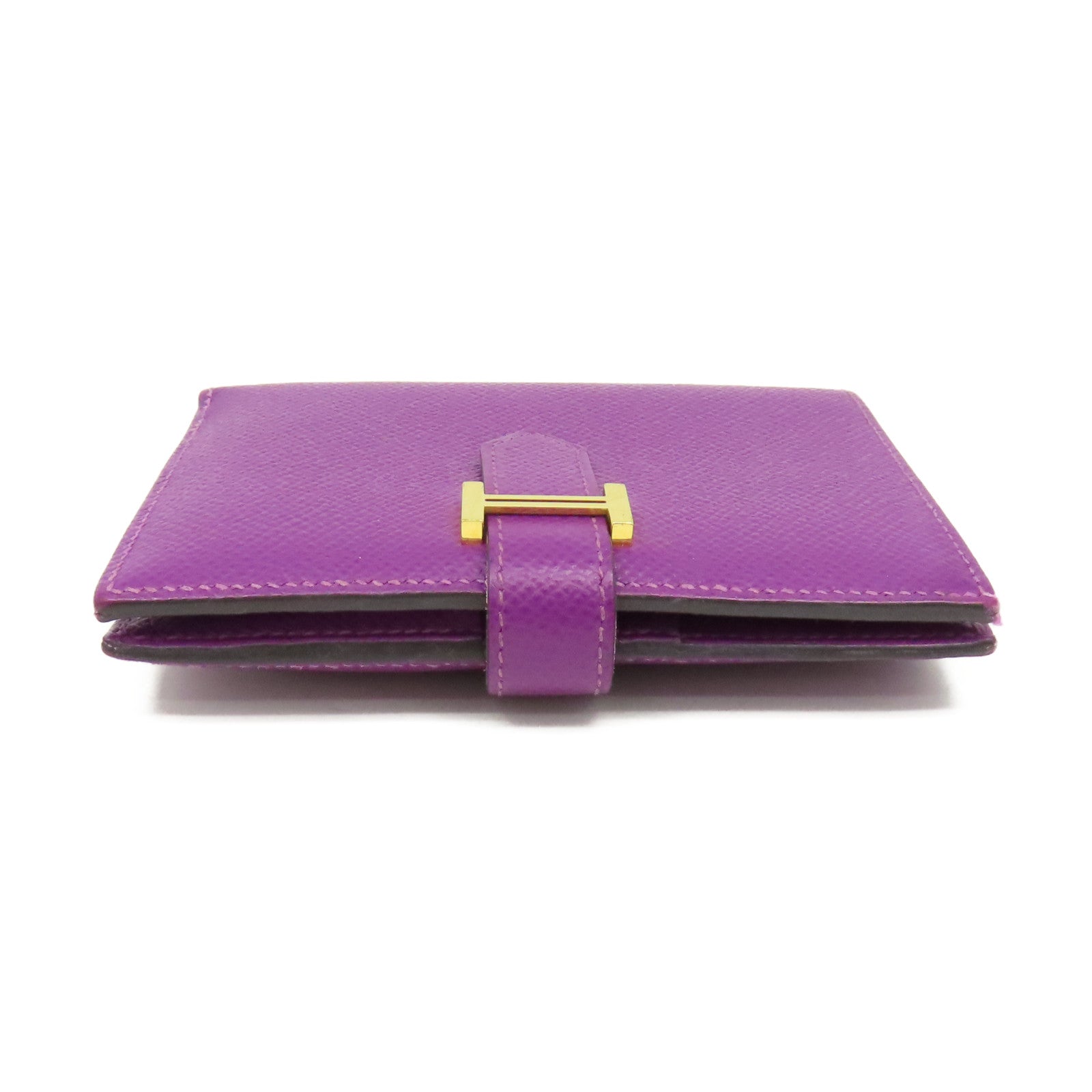HERMES 【激減優惠】Epsom皮革Bearn Wallet金扣短錢包紫色