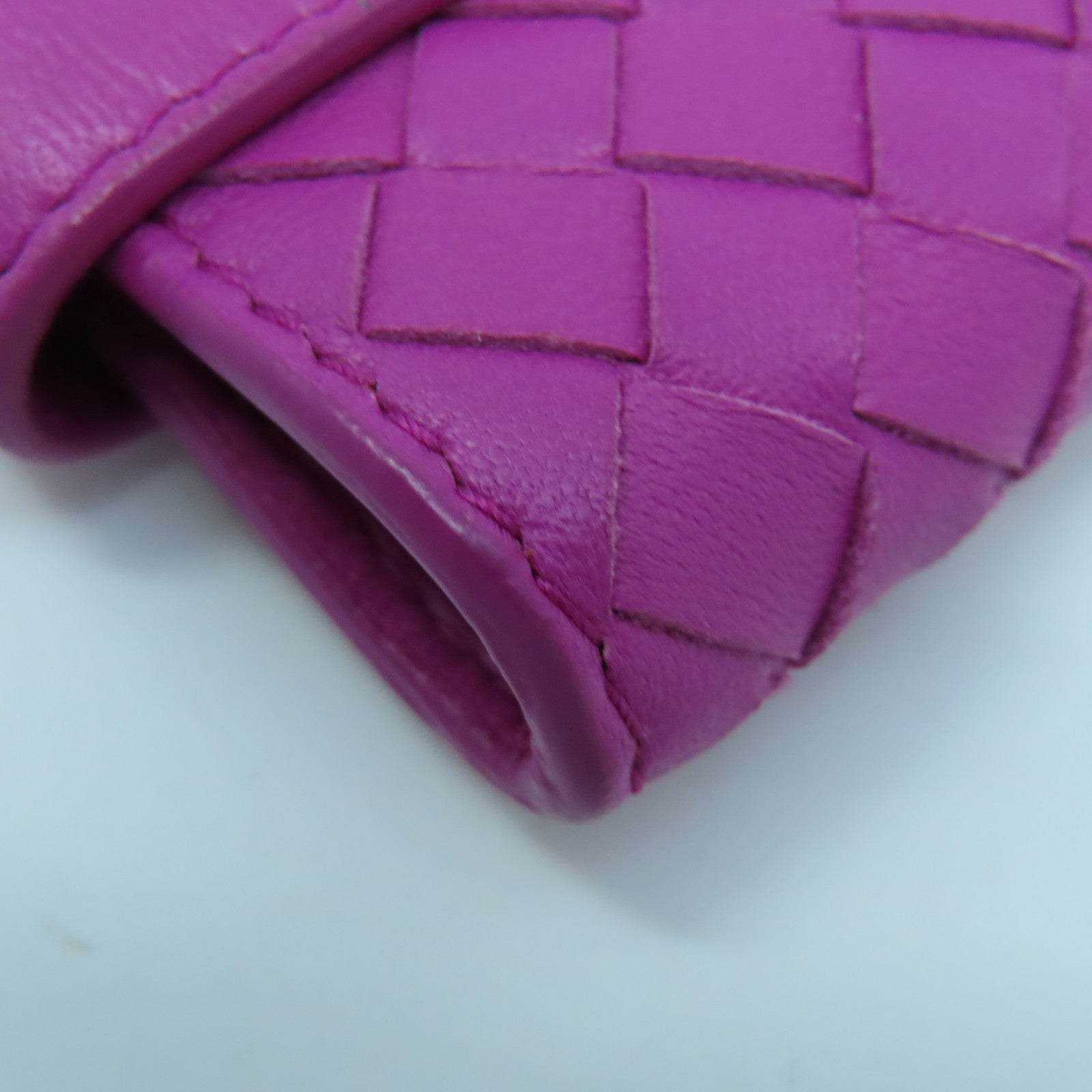BOTTEGA VENETA Textured Leather Pouch Clutch Purple