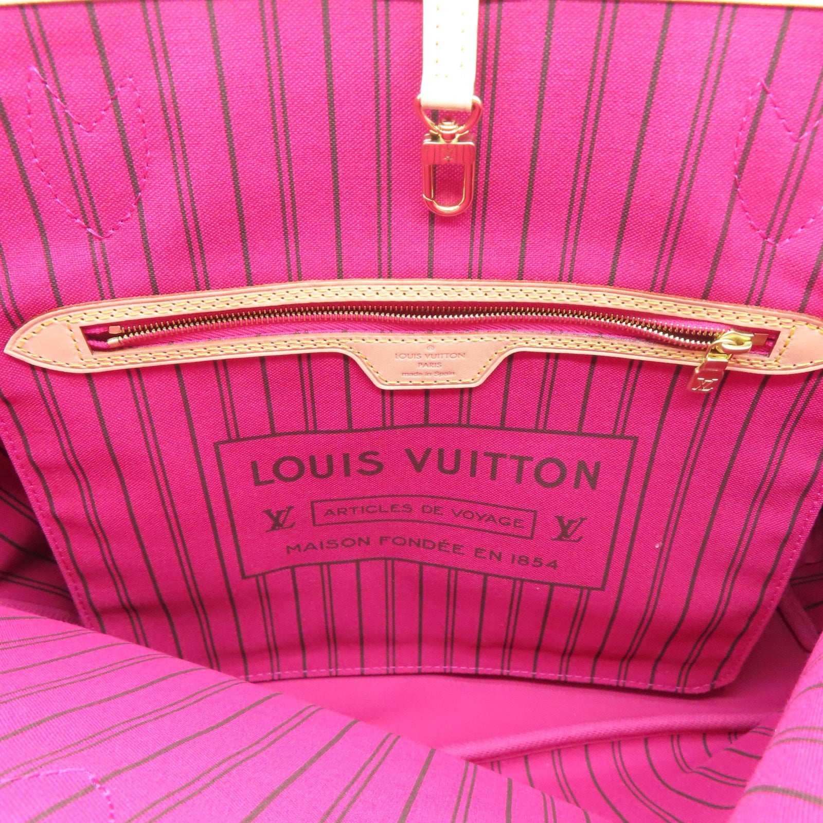 LOUIS VUITTON Monogram Neverfull MM金扣手挽袋棕色