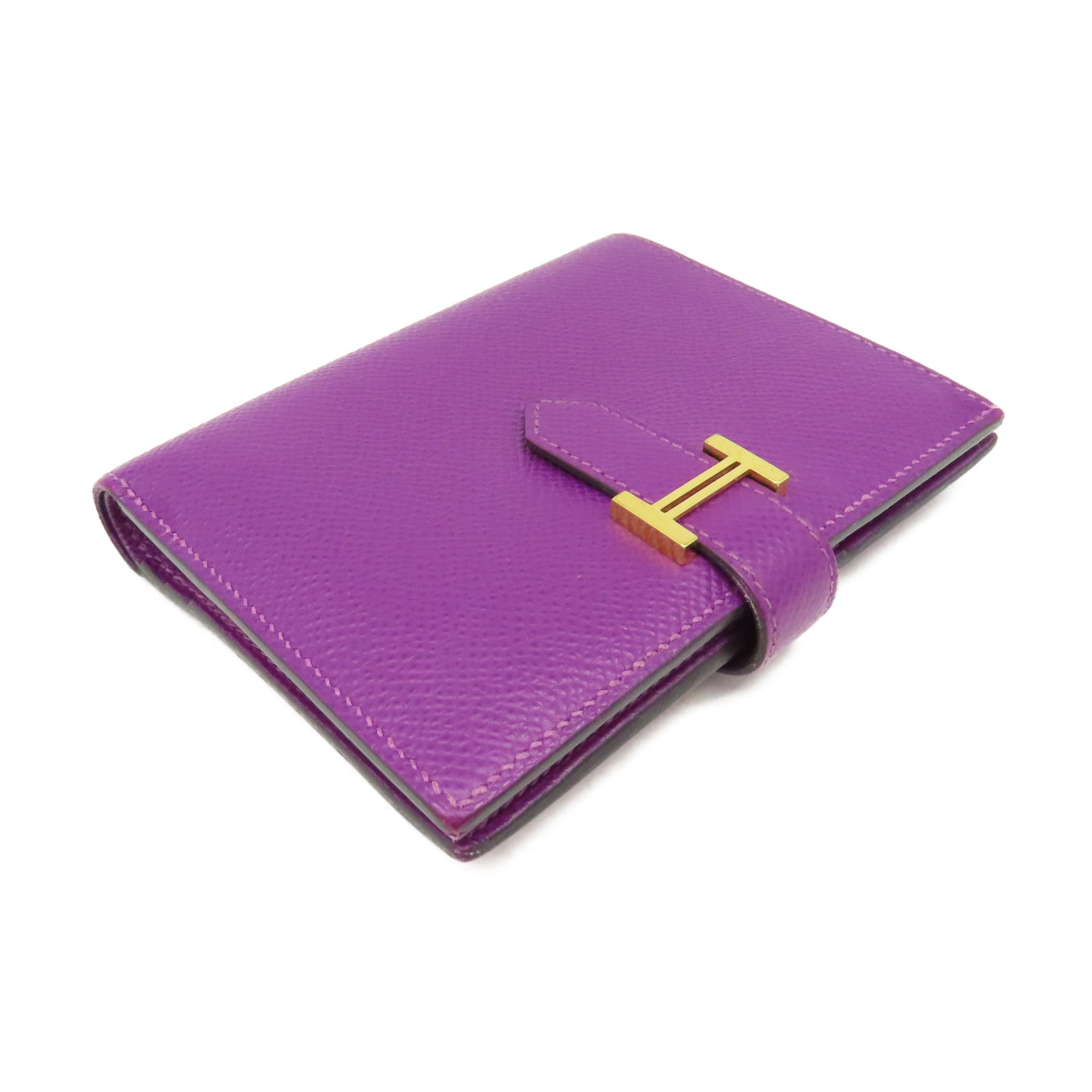 HERMES 【激減優惠】Epsom皮革Bearn Wallet金扣短錢包紫色