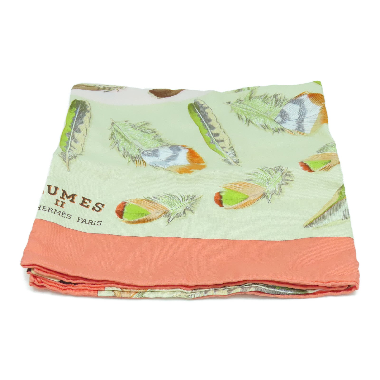 HERMES 【激減優惠】絲質Scarf 90X90絲巾橙色/米色
