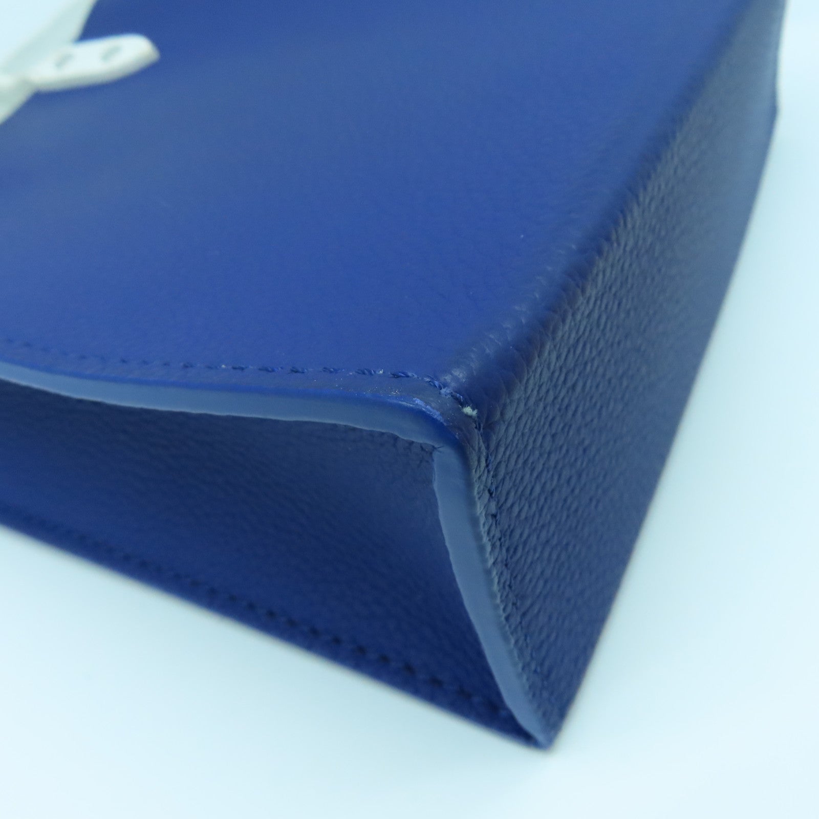 LOUIS VUITTON Cowhide Leather Everyday LV Sac Plat XS Silver Buckle Handle Shoulder Bag Blue/White