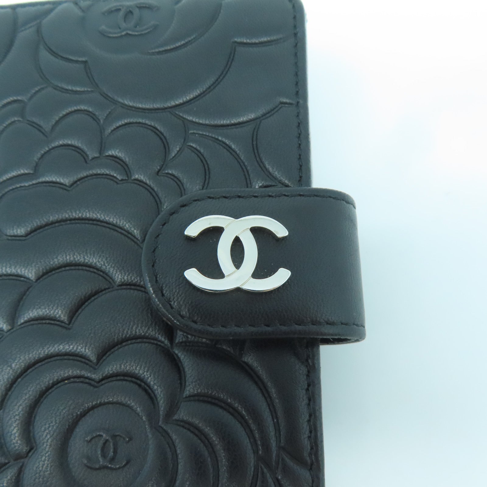 CHANEL 羊皮皮革Wallet銀扣錢包黑色