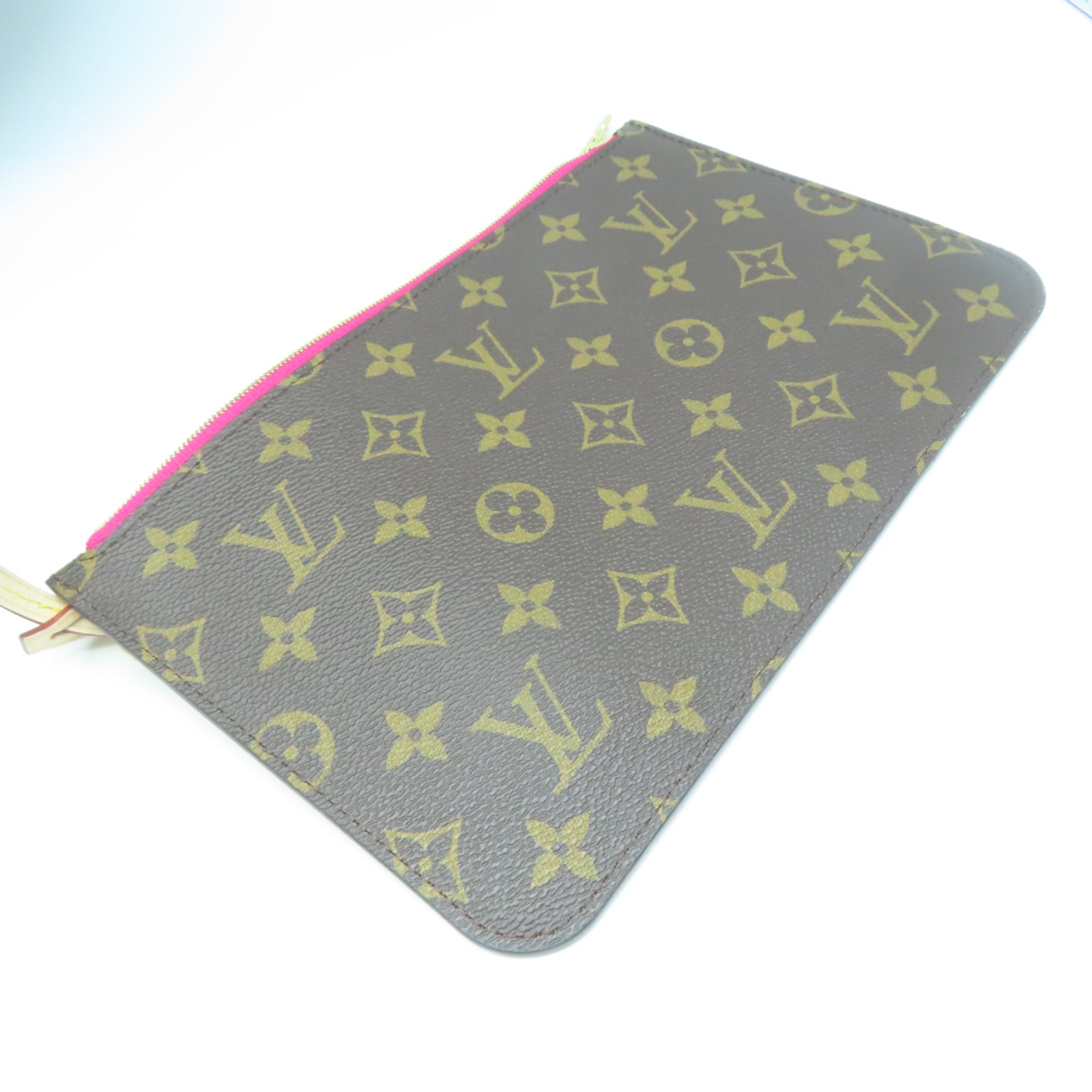 LOUIS VUITTON Monogram Neverfull MM金扣手挽袋棕色