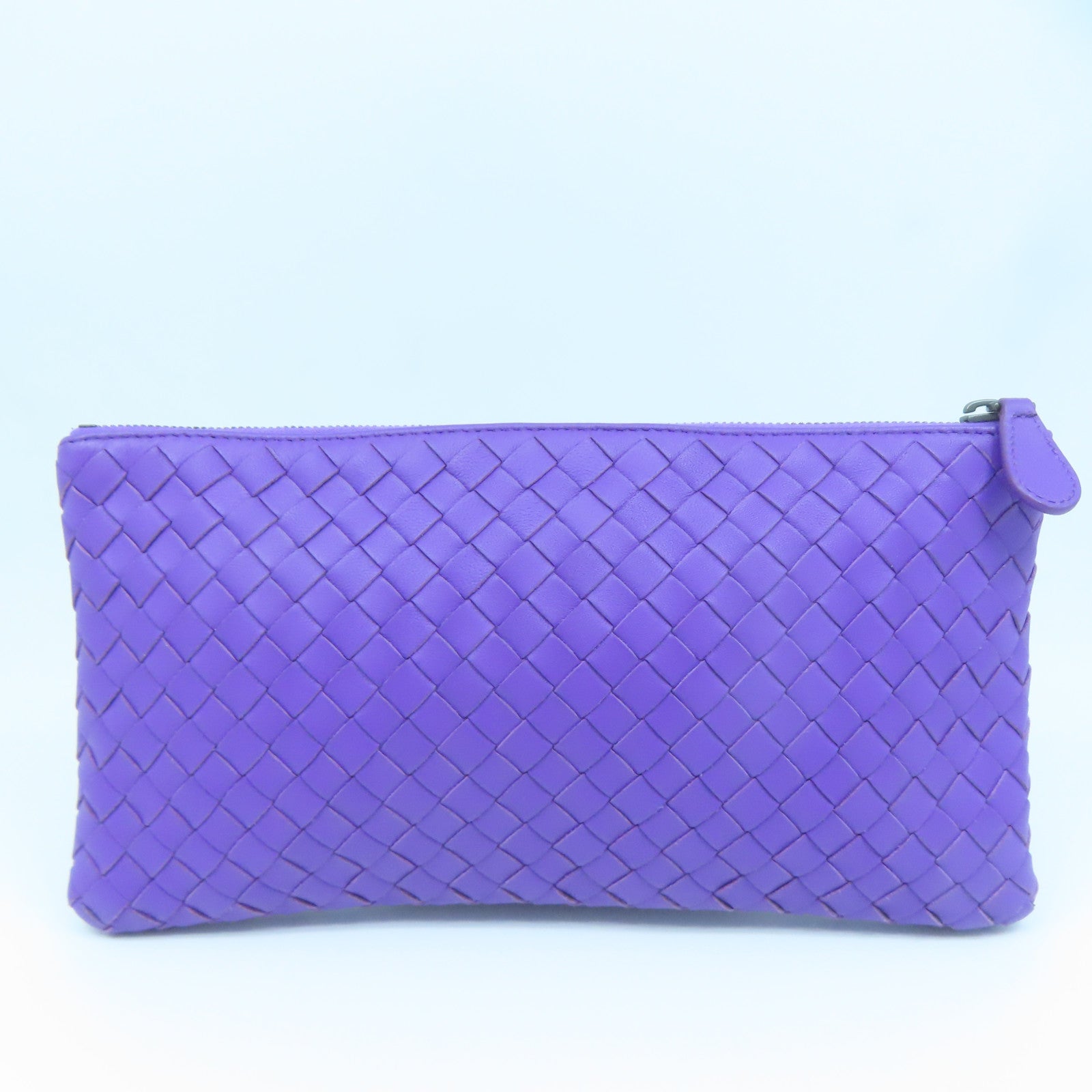 BOTTEGA VENETA Textured Leather Pouch Clutch Purple
