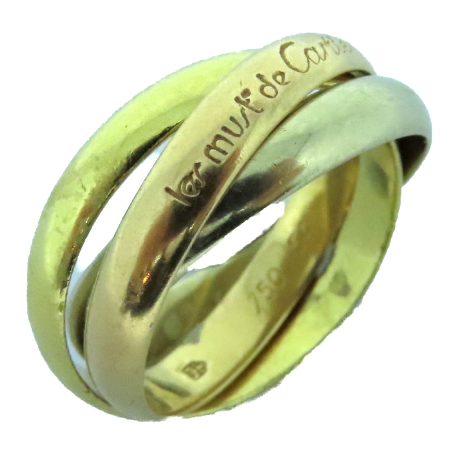 CARTIER 18K黄金/玫瑰金/白金Trinity Ring戒指US#6.75/Cartier#54