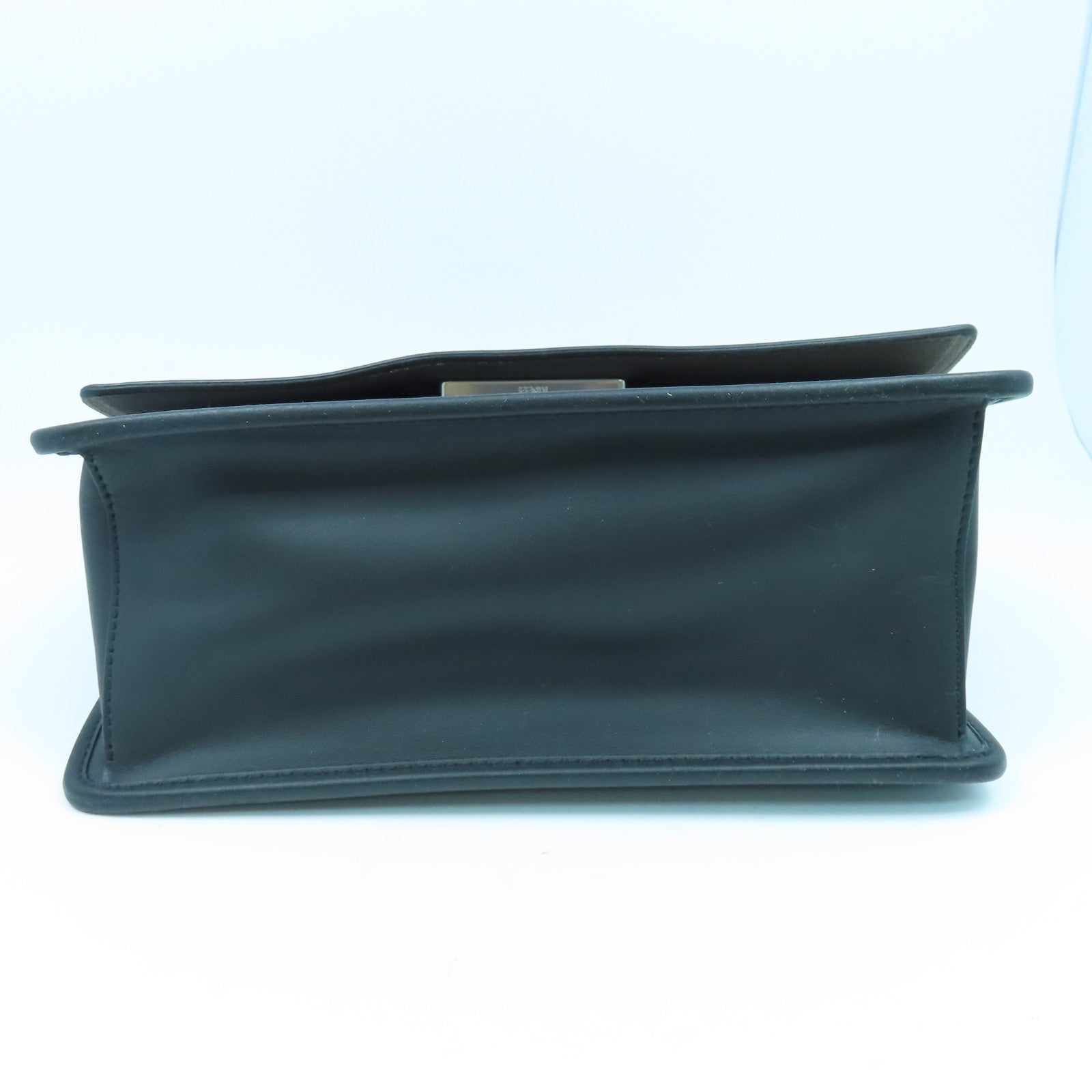 FENDI Cowhide Leather 2way Shoulder Bag Silver Buckle Handle Shoulder Bag Black