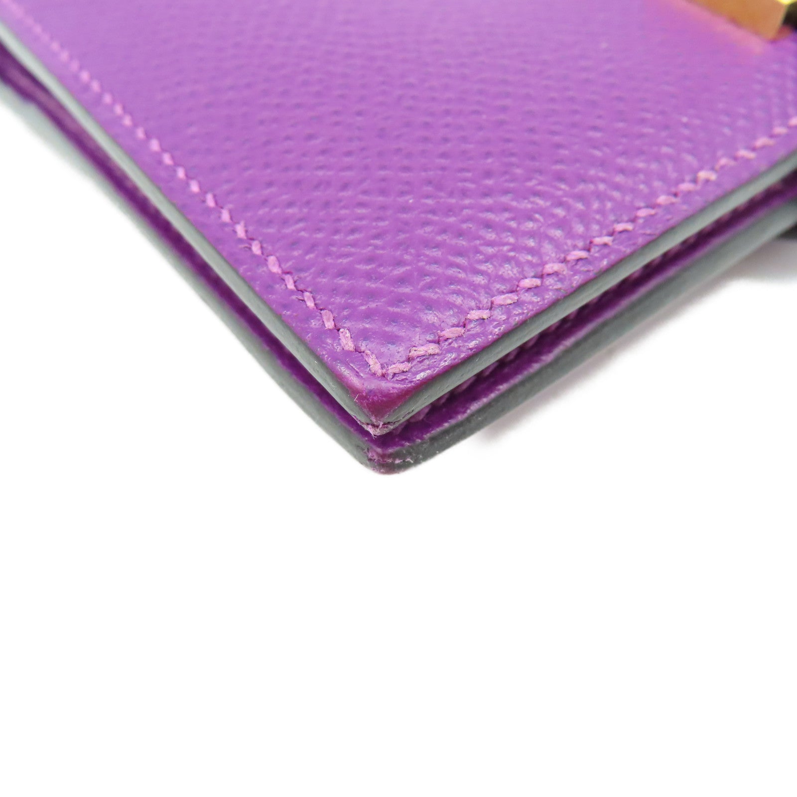 HERMES 【激減優惠】Epsom皮革Bearn Wallet金扣短錢包紫色