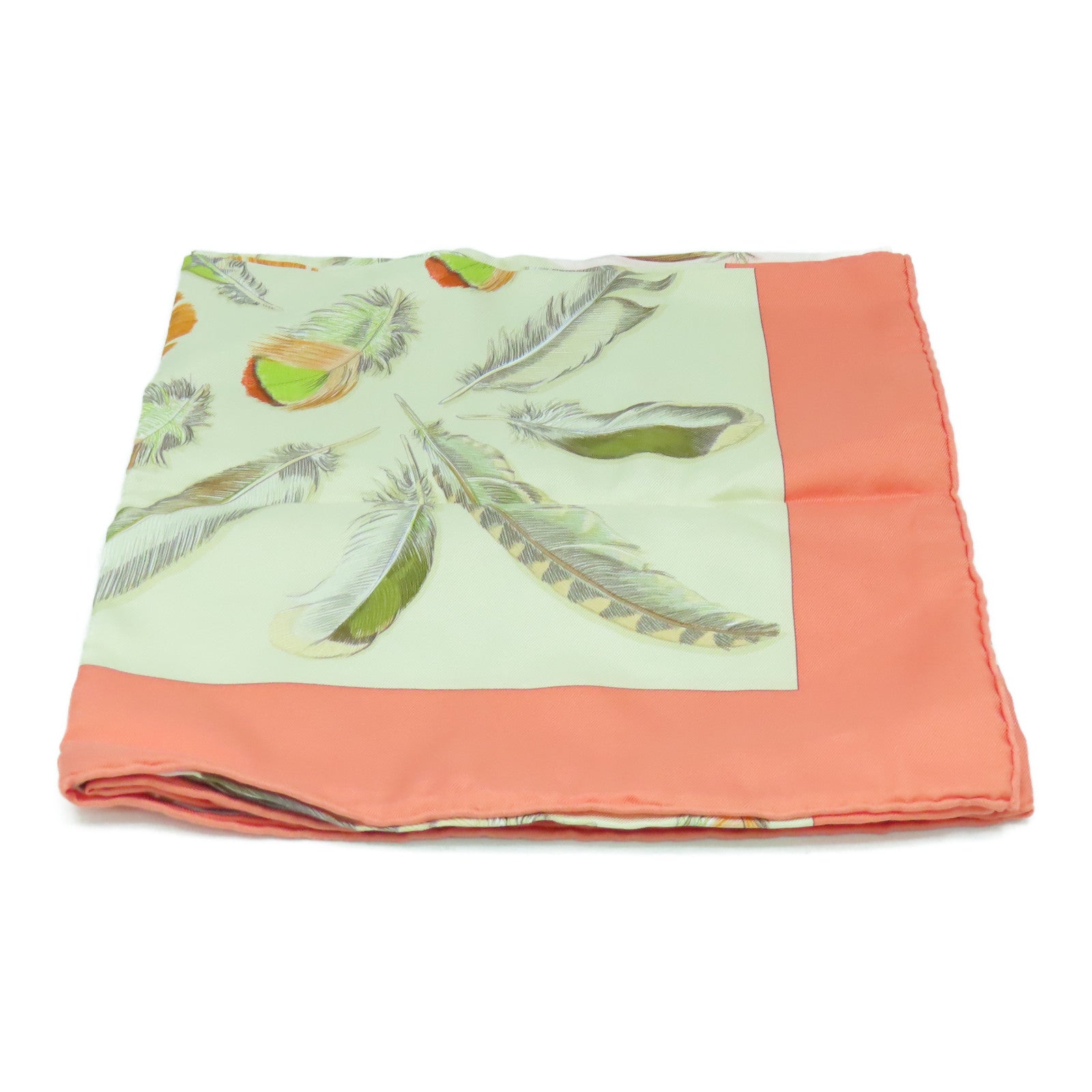HERMES 【激減優惠】絲質Scarf 90X90絲巾橙色/米色