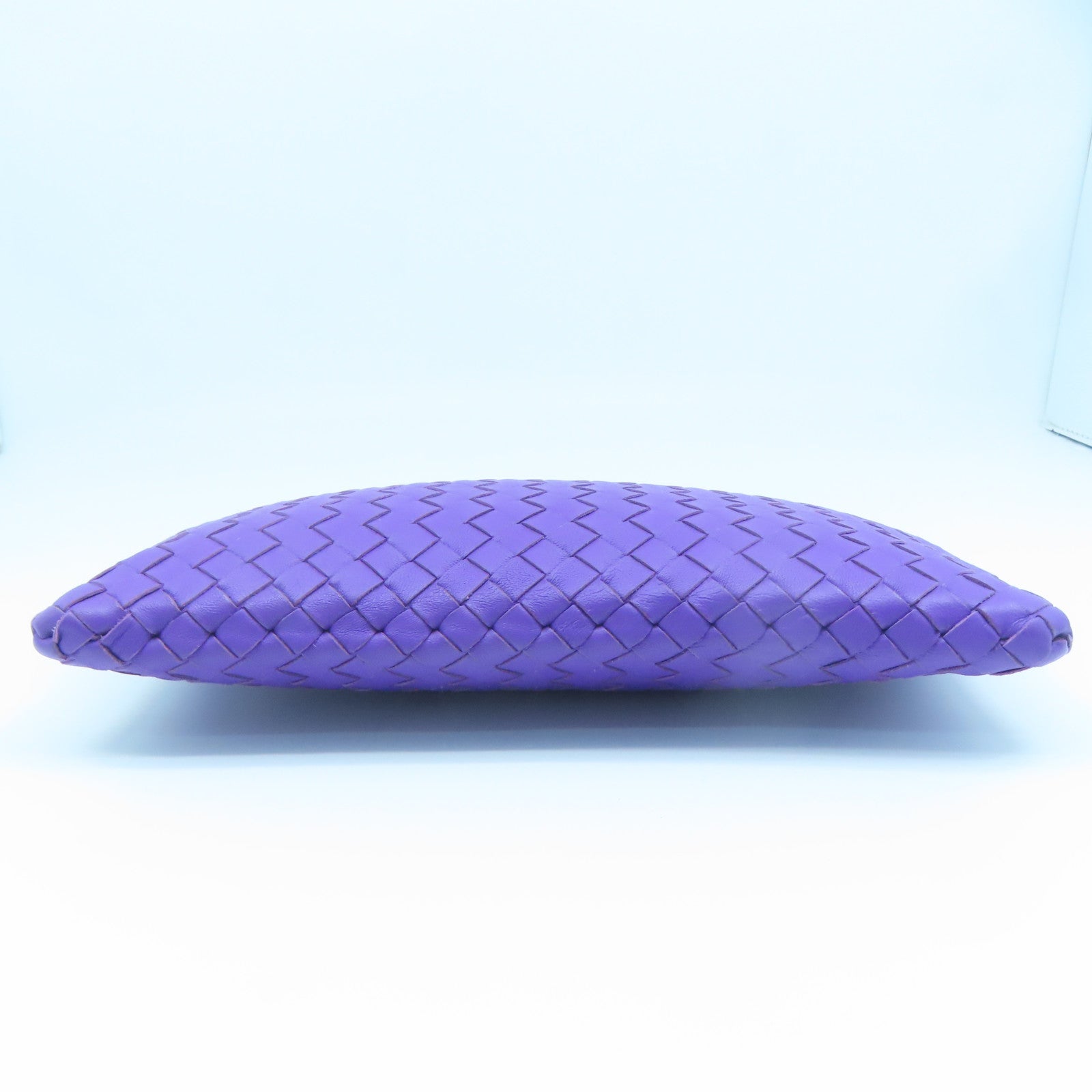 BOTTEGA VENETA Textured Leather Pouch Clutch Purple