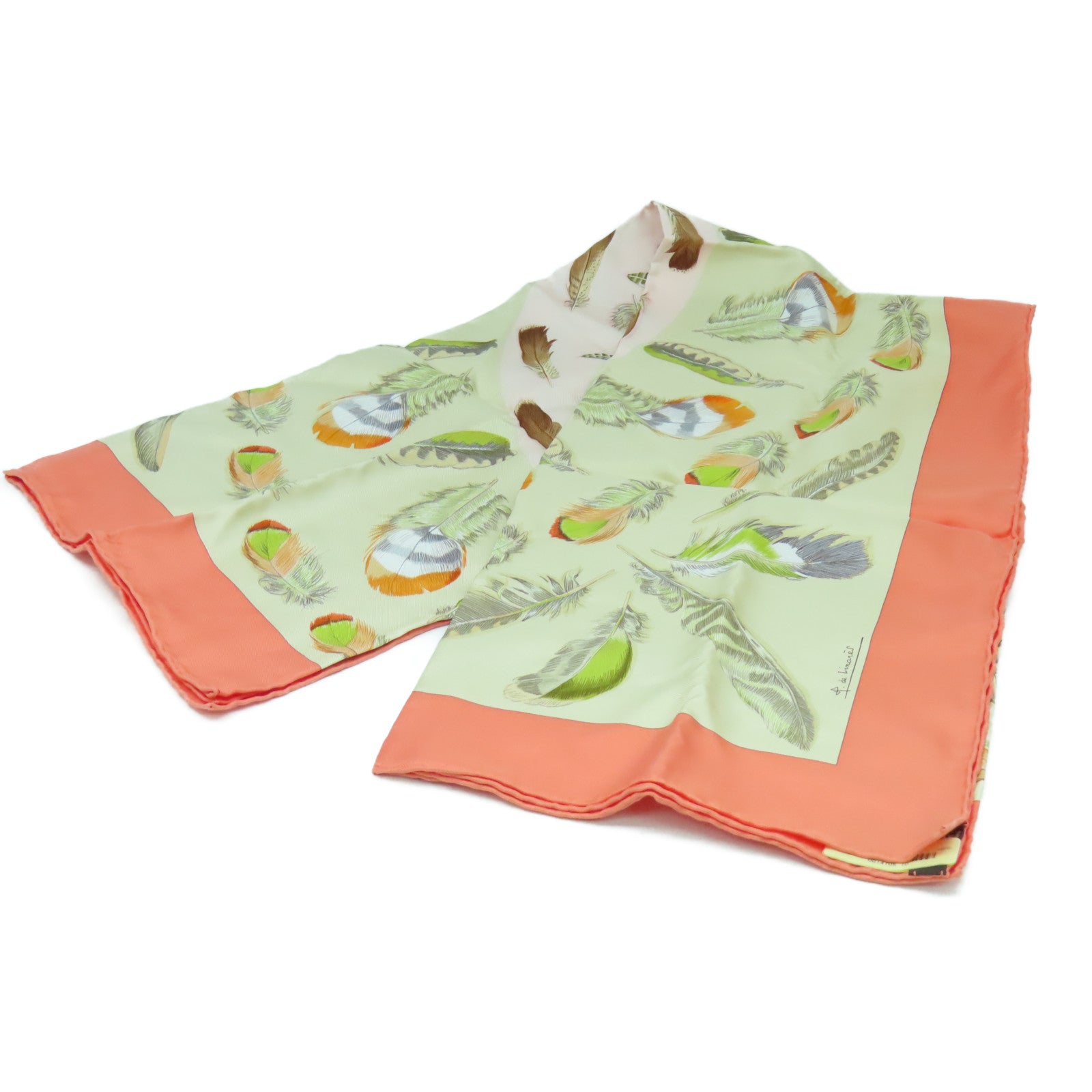 HERMES 【激減優惠】絲質Scarf 90X90絲巾橙色/米色