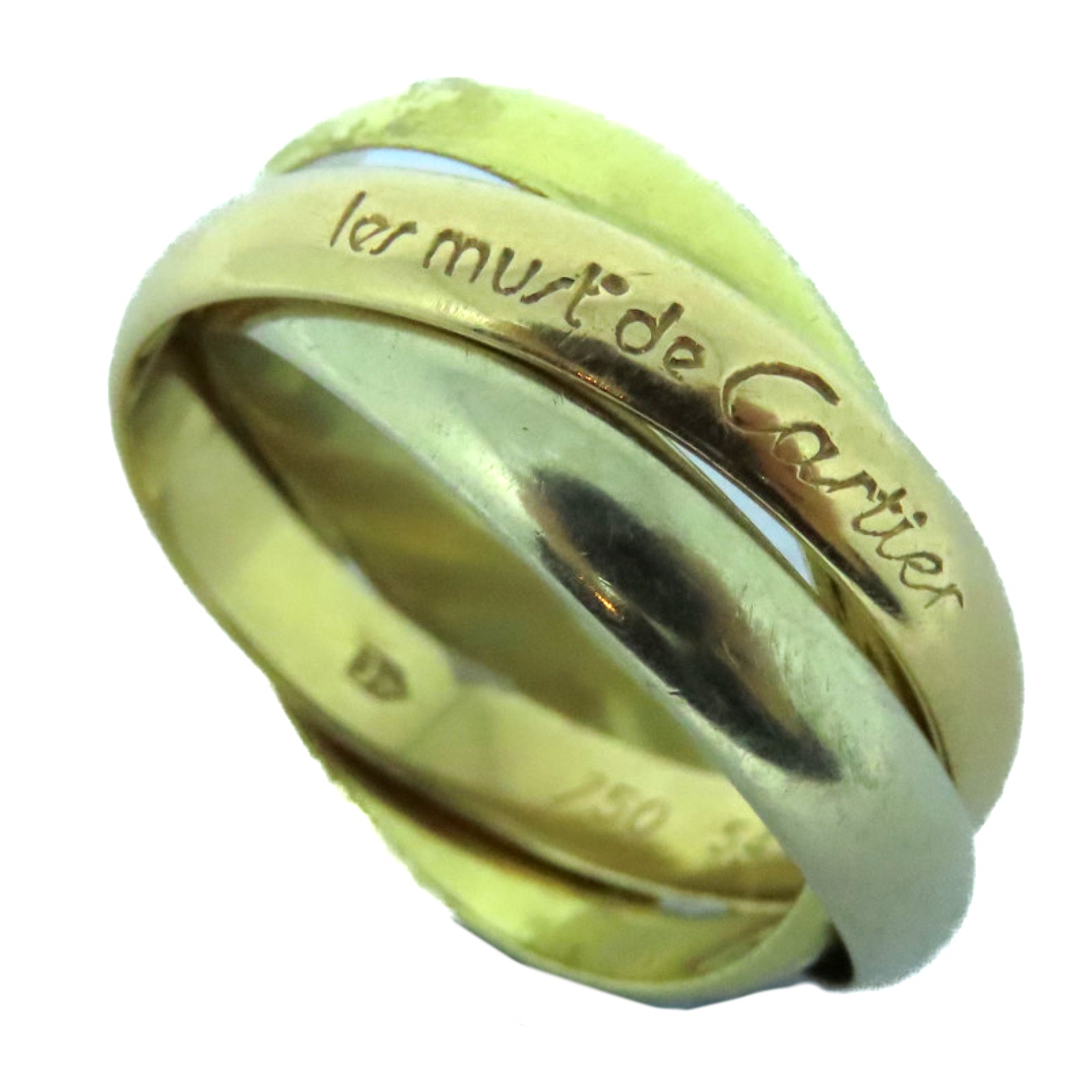 CARTIER 18K黄金/玫瑰金/白金Trinity Ring戒指US#6.75/Cartier#54