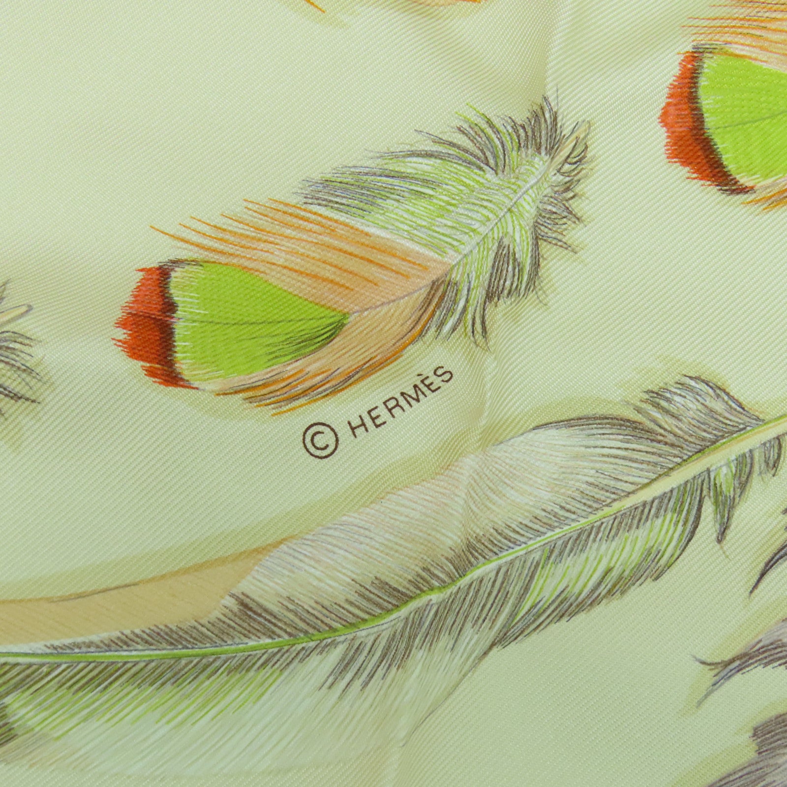 HERMES 【激減優惠】絲質Scarf 90X90絲巾橙色/米色