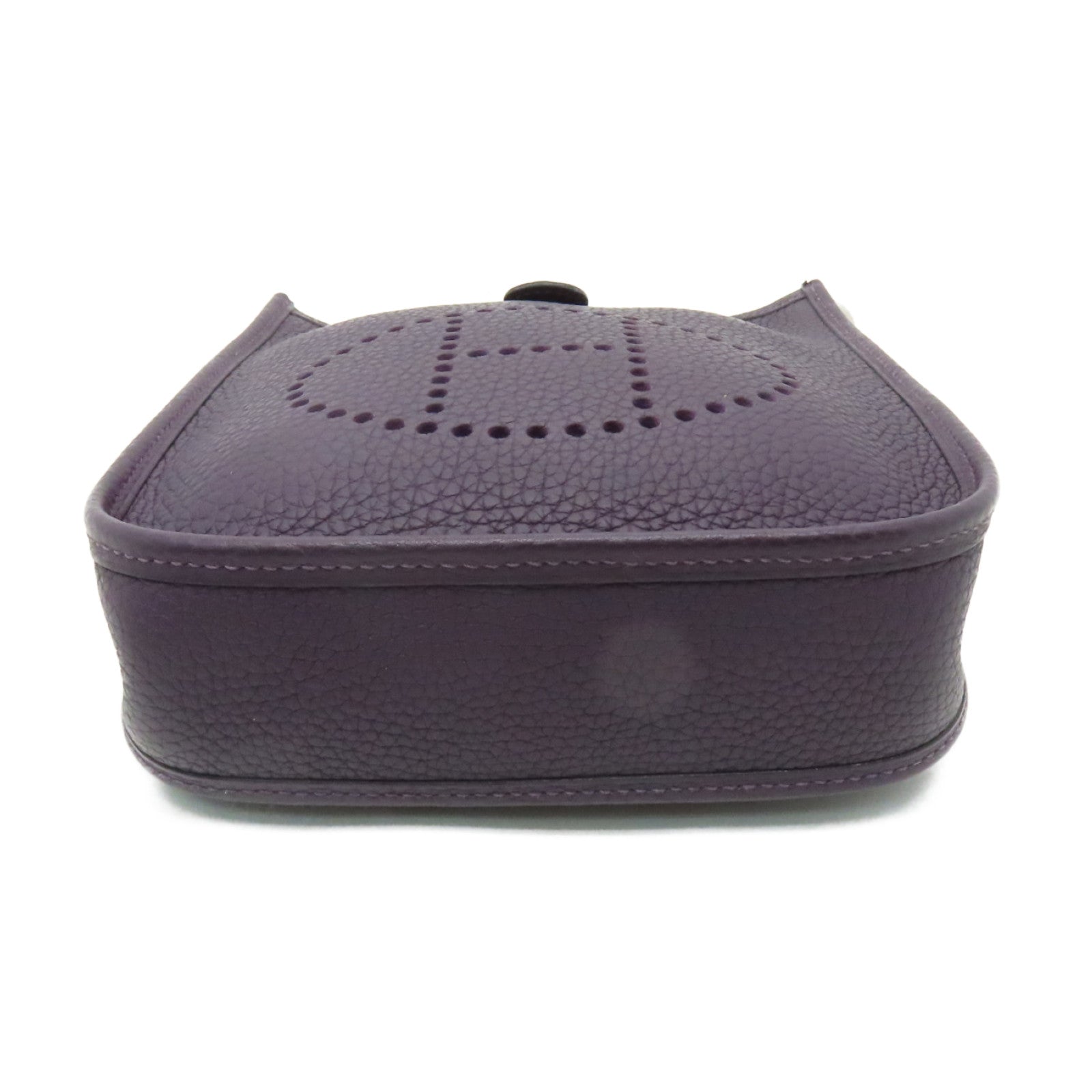 HERMES Clemence皮革Evelyne TPM銀扣肩背袋紫色