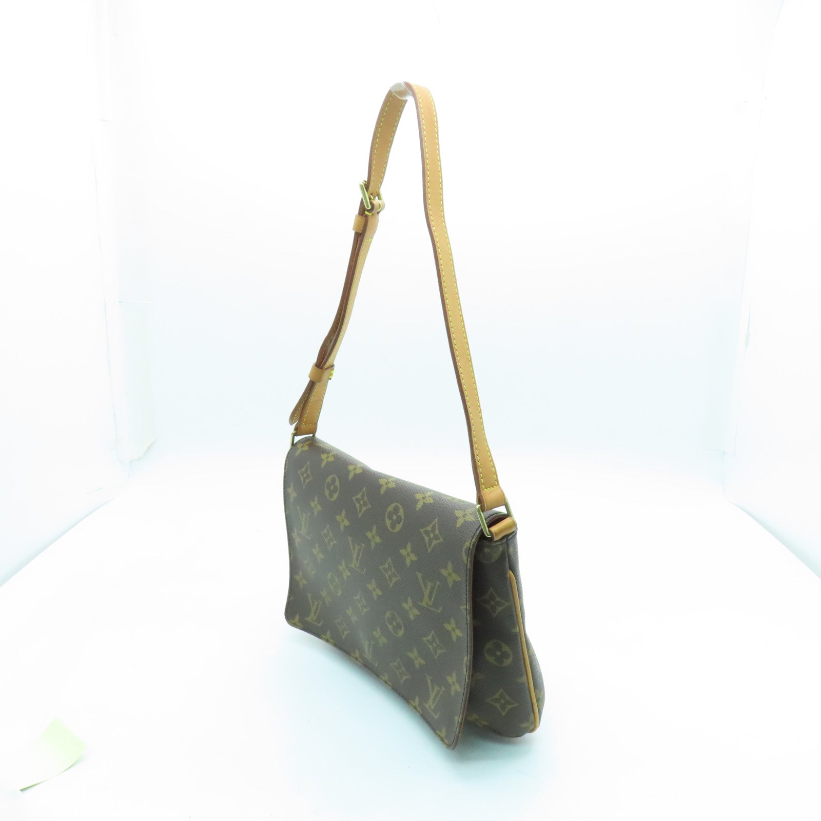 LOUIS VUITTON Monogram Musette Tango Gold Buckle Shoulder Bag Brown
