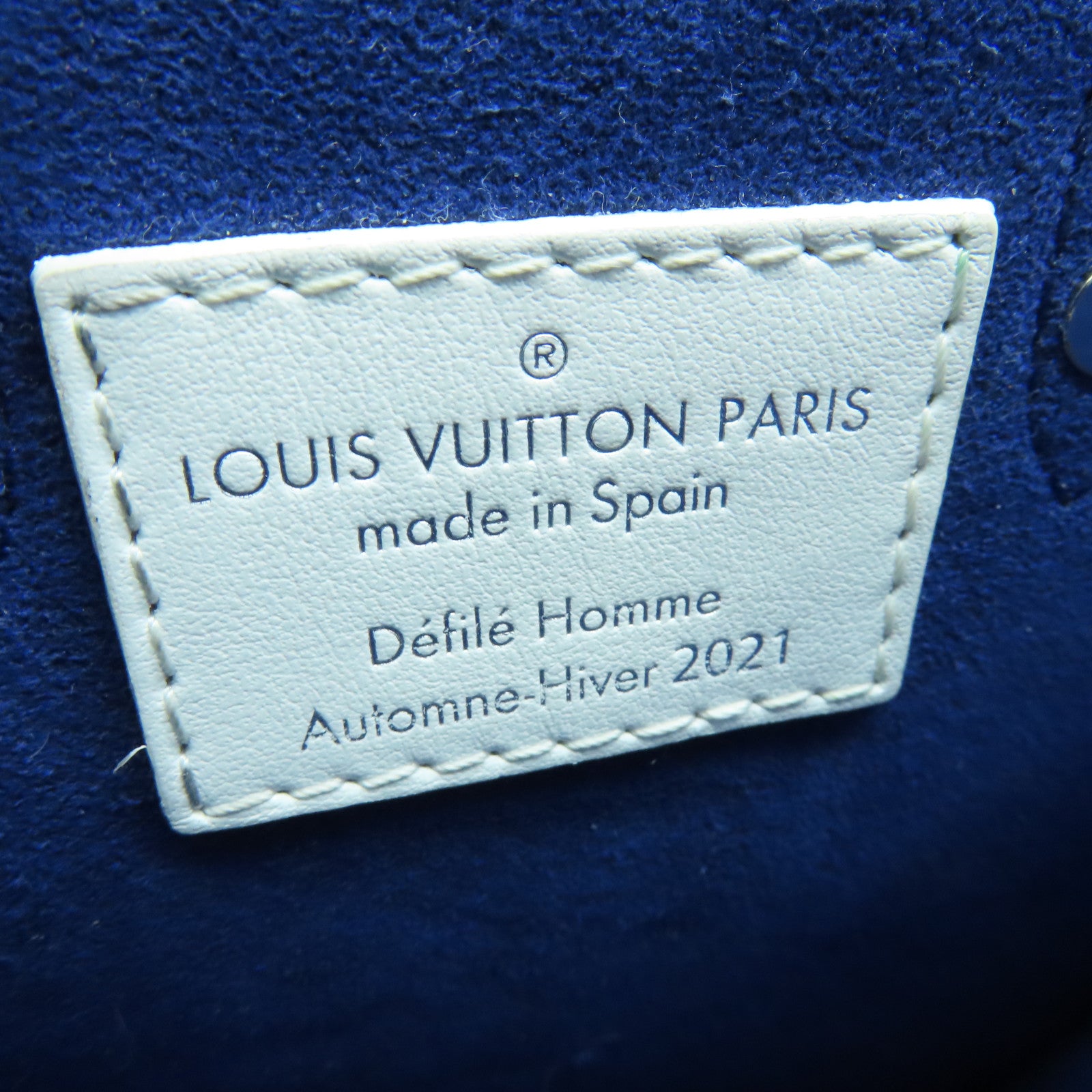 LOUIS VUITTON Cowhide Leather Everyday LV Sac Plat XS Silver Buckle Handle Shoulder Bag Blue/White