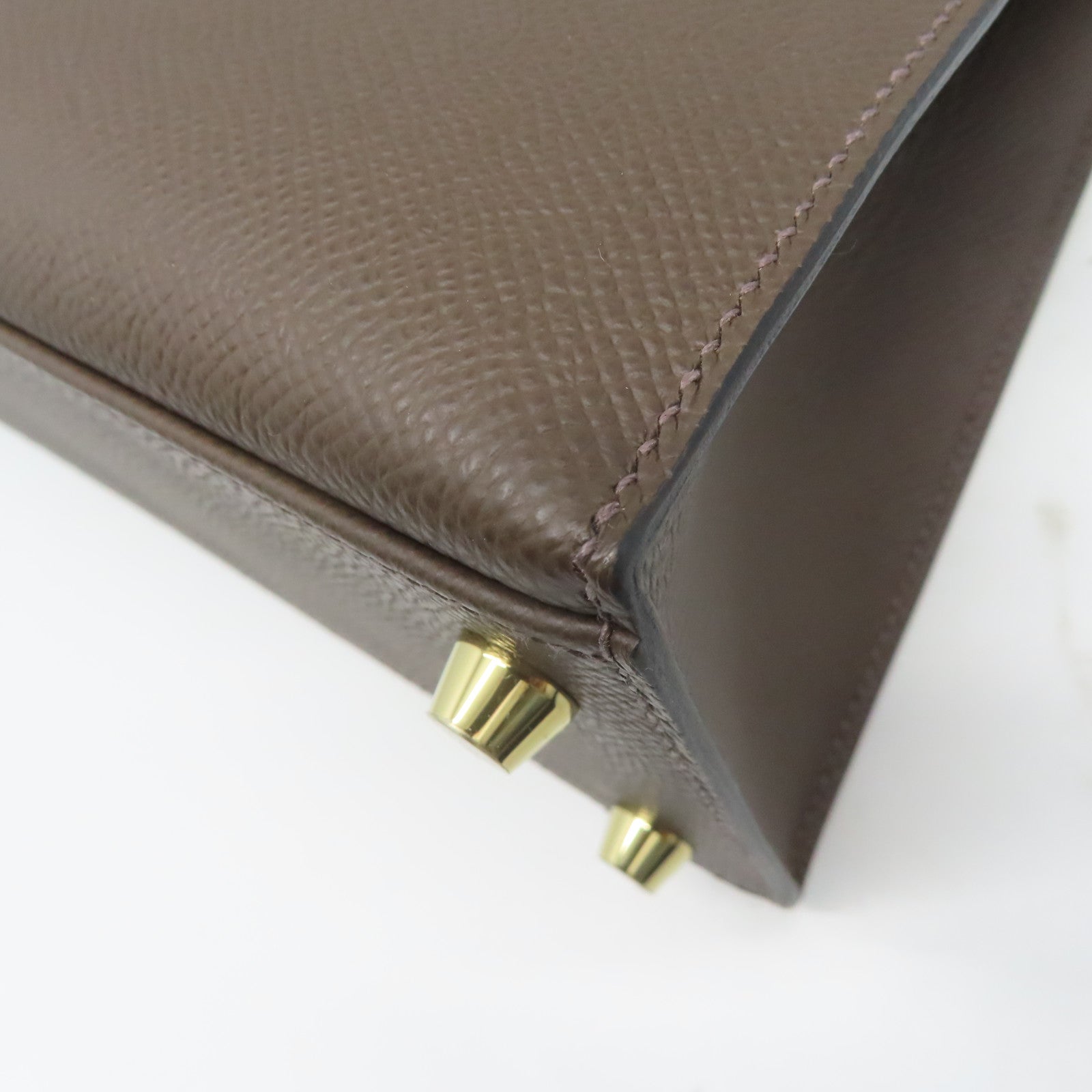 HERMES Epsom皮革Kelly 25金扣手挽肩背兩用袋啡色