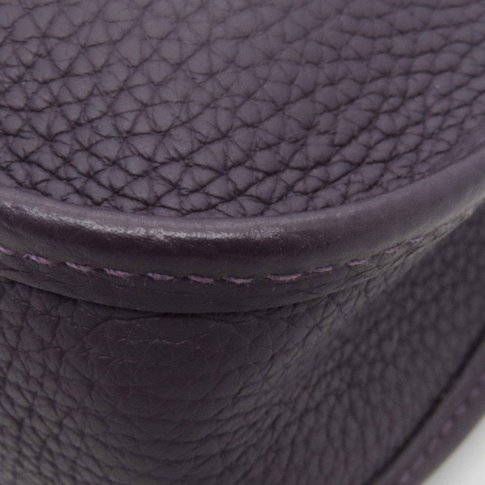 HERMES Clemence皮革Evelyne TPM銀扣肩背袋紫色