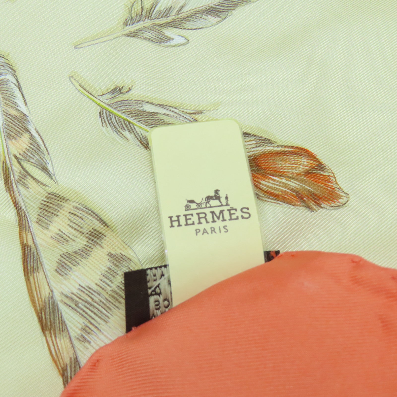 HERMES 【激減優惠】絲質Scarf 90X90絲巾橙色/米色