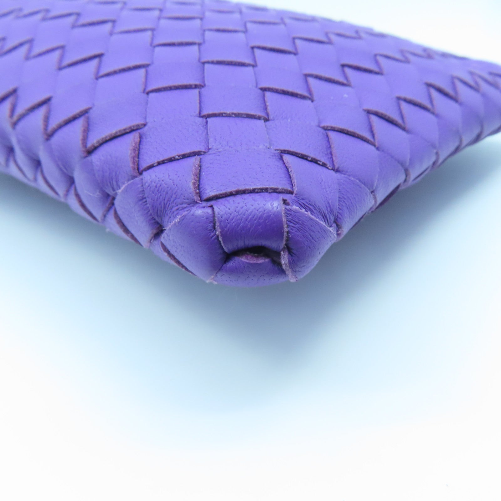 BOTTEGA VENETA Textured Leather Pouch Clutch Purple