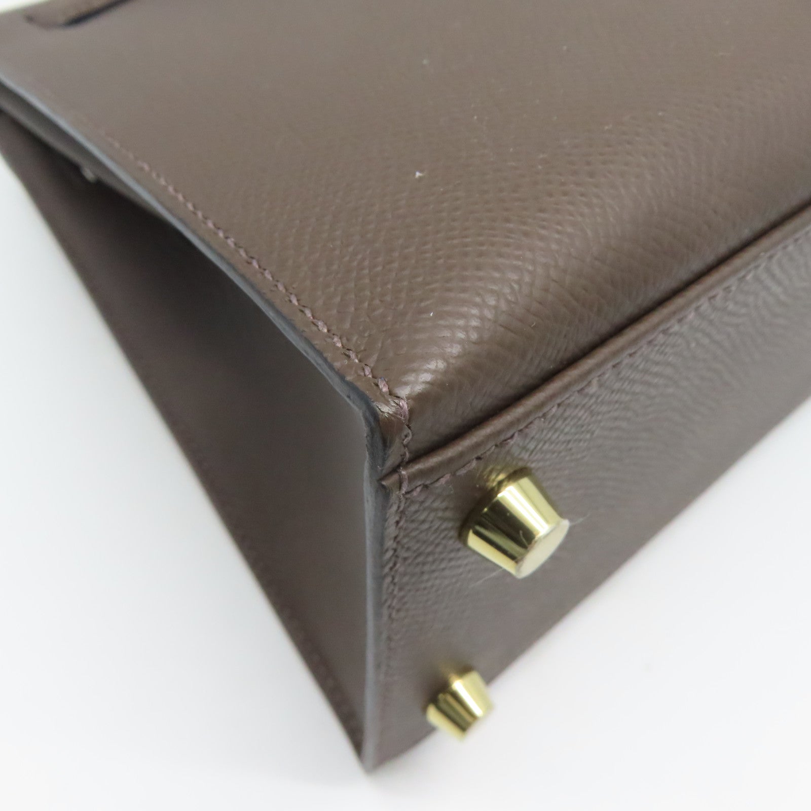 HERMES Epsom皮革Kelly 25金扣手挽肩背兩用袋啡色