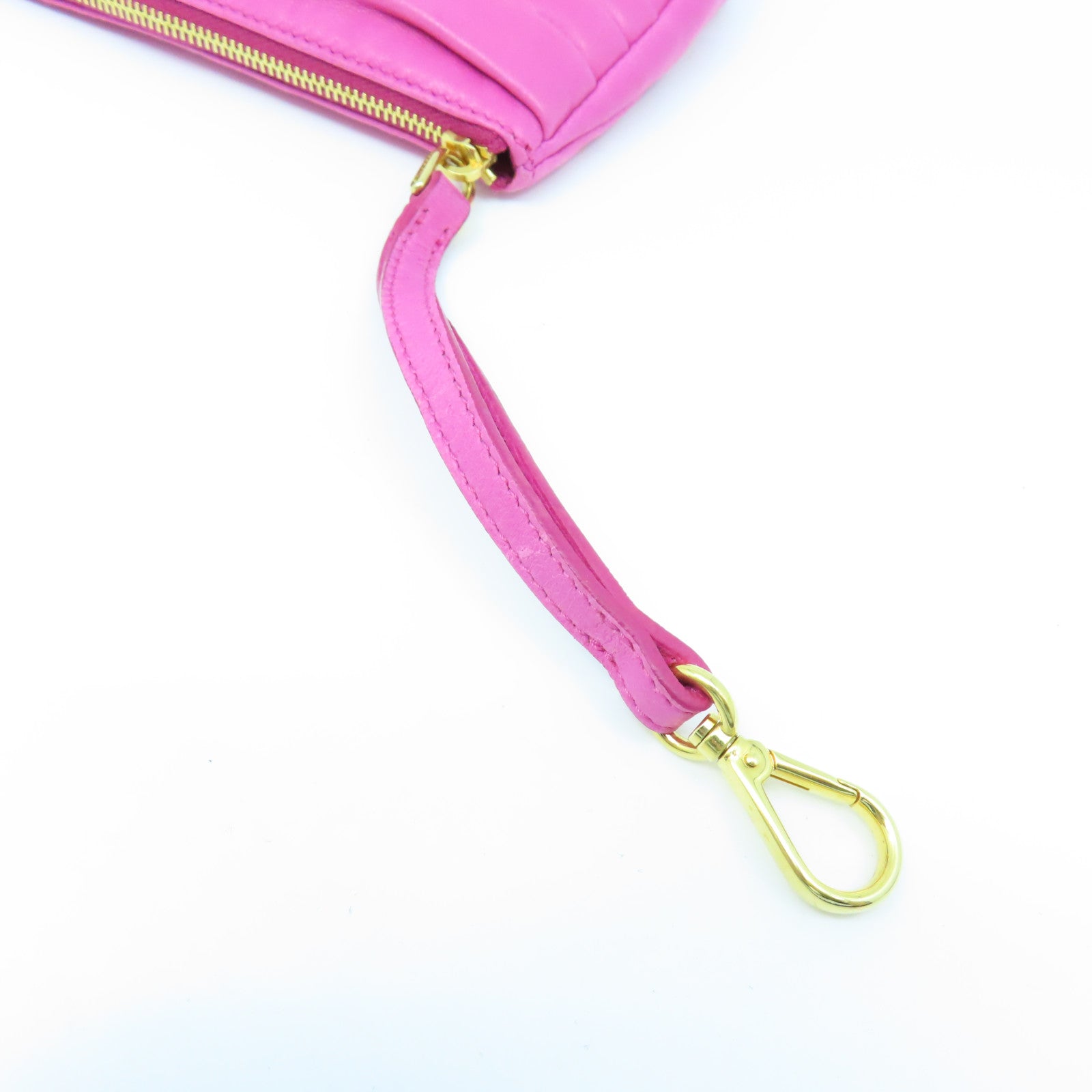 Miu Miu Cowhide Leather Pouch Gold Buckle Clutch Pink