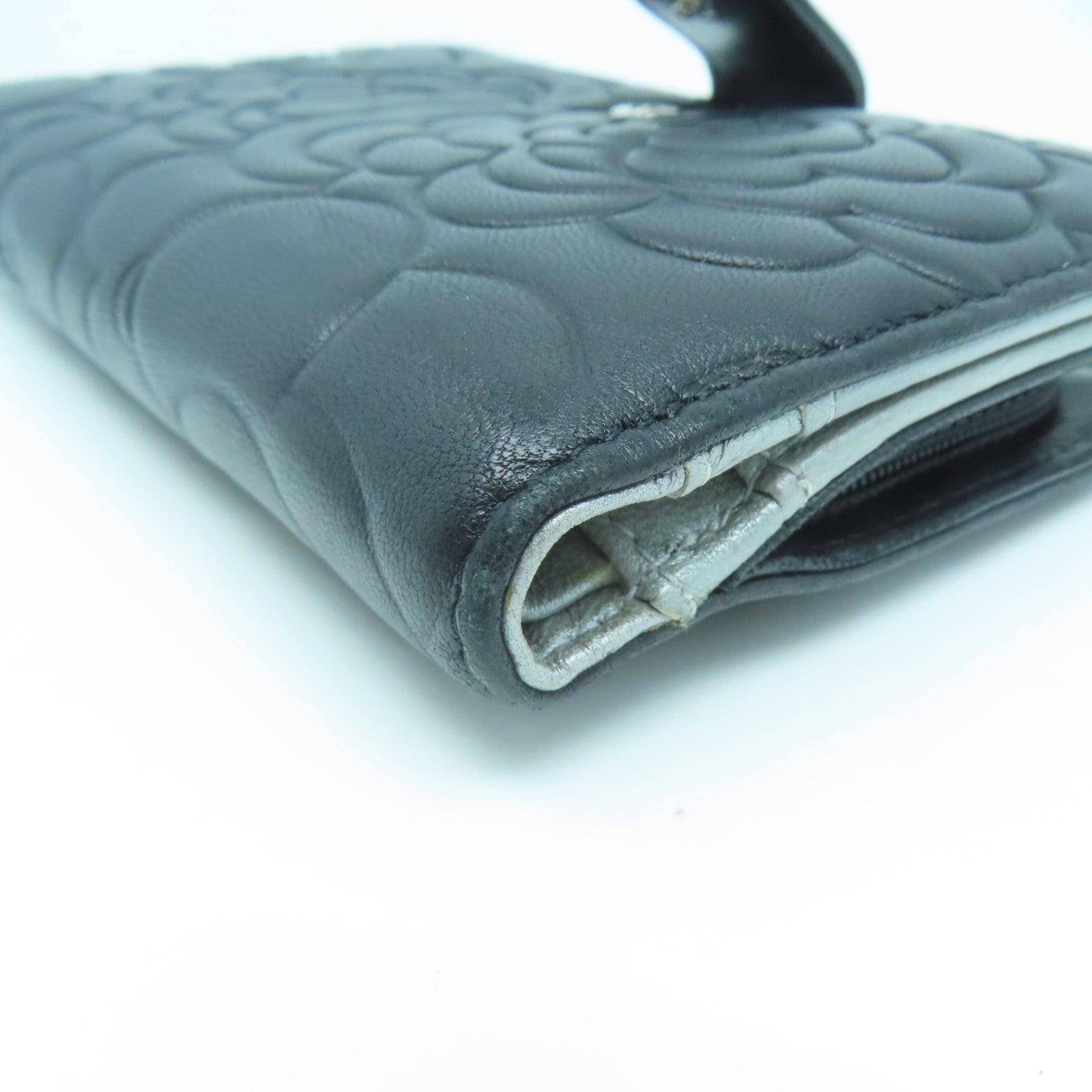 CHANEL 羊皮皮革Wallet銀扣錢包黑色