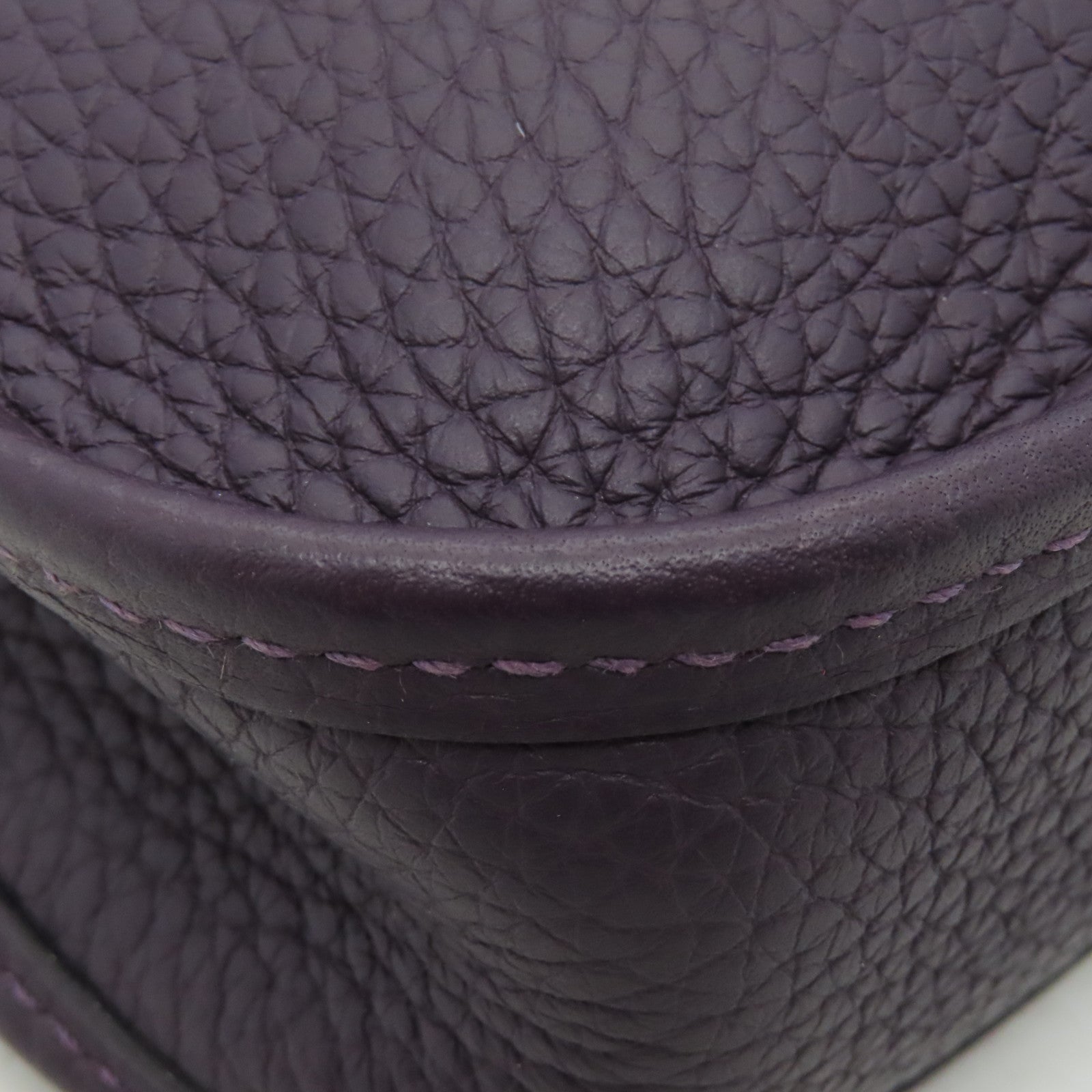 HERMES Clemence皮革Evelyne TPM銀扣肩背袋紫色