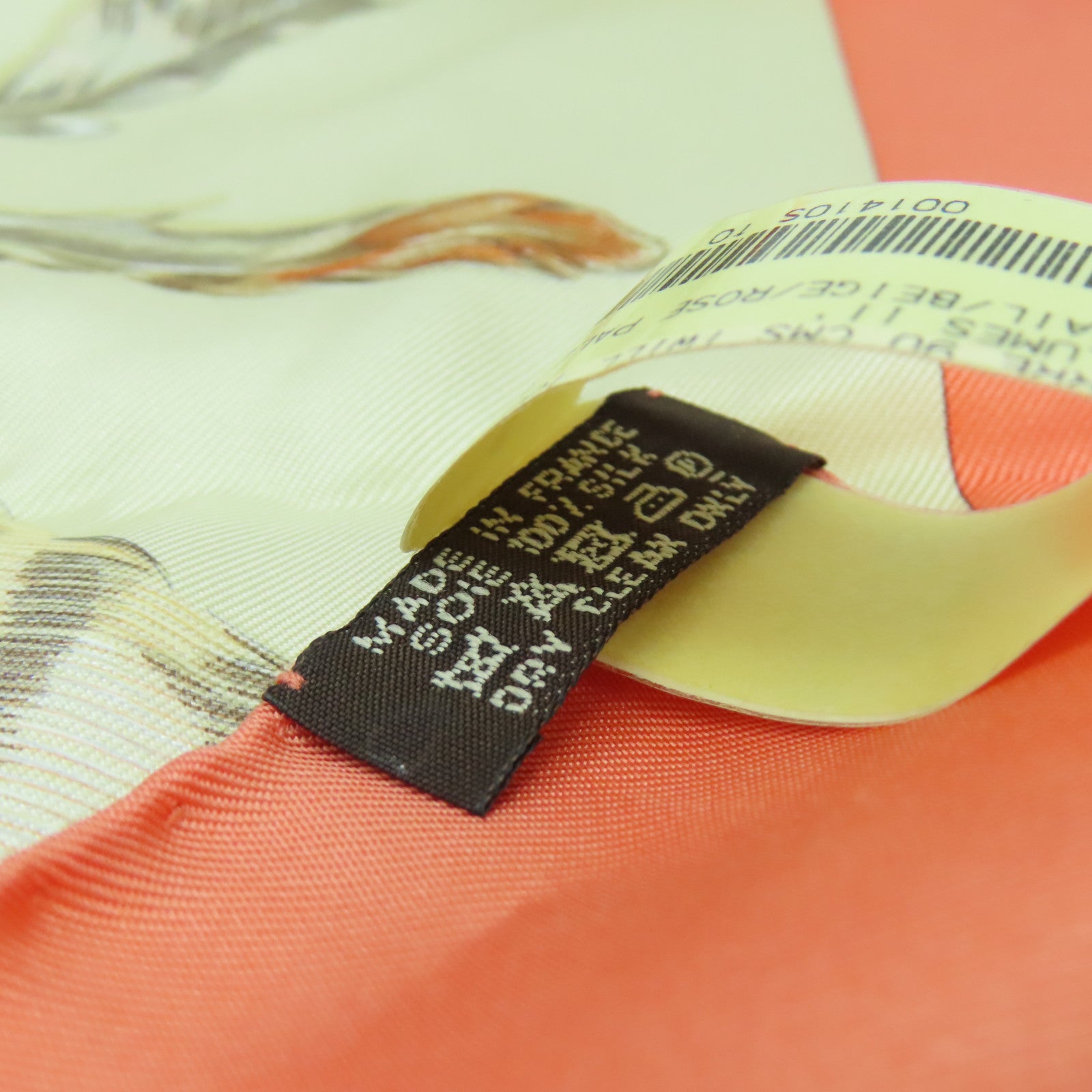 HERMES 【激減優惠】絲質Scarf 90X90絲巾橙色/米色