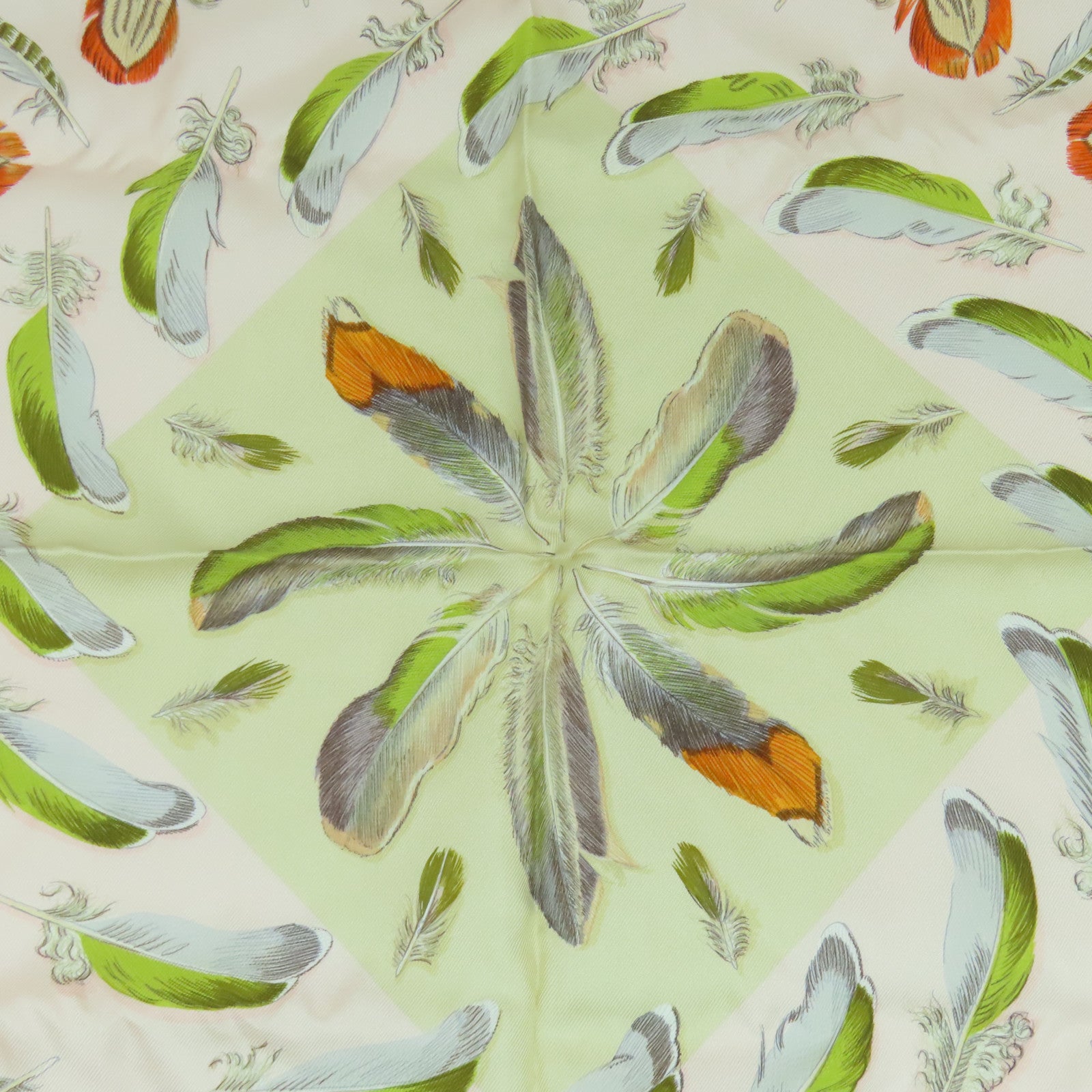 HERMES 【激減優惠】絲質Scarf 90X90絲巾橙色/米色