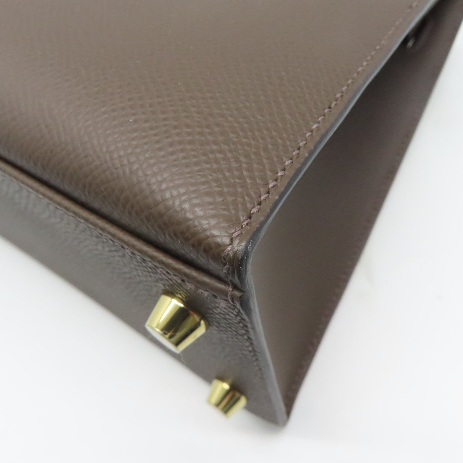 HERMES Epsom皮革Kelly 25金扣手挽肩背兩用袋啡色