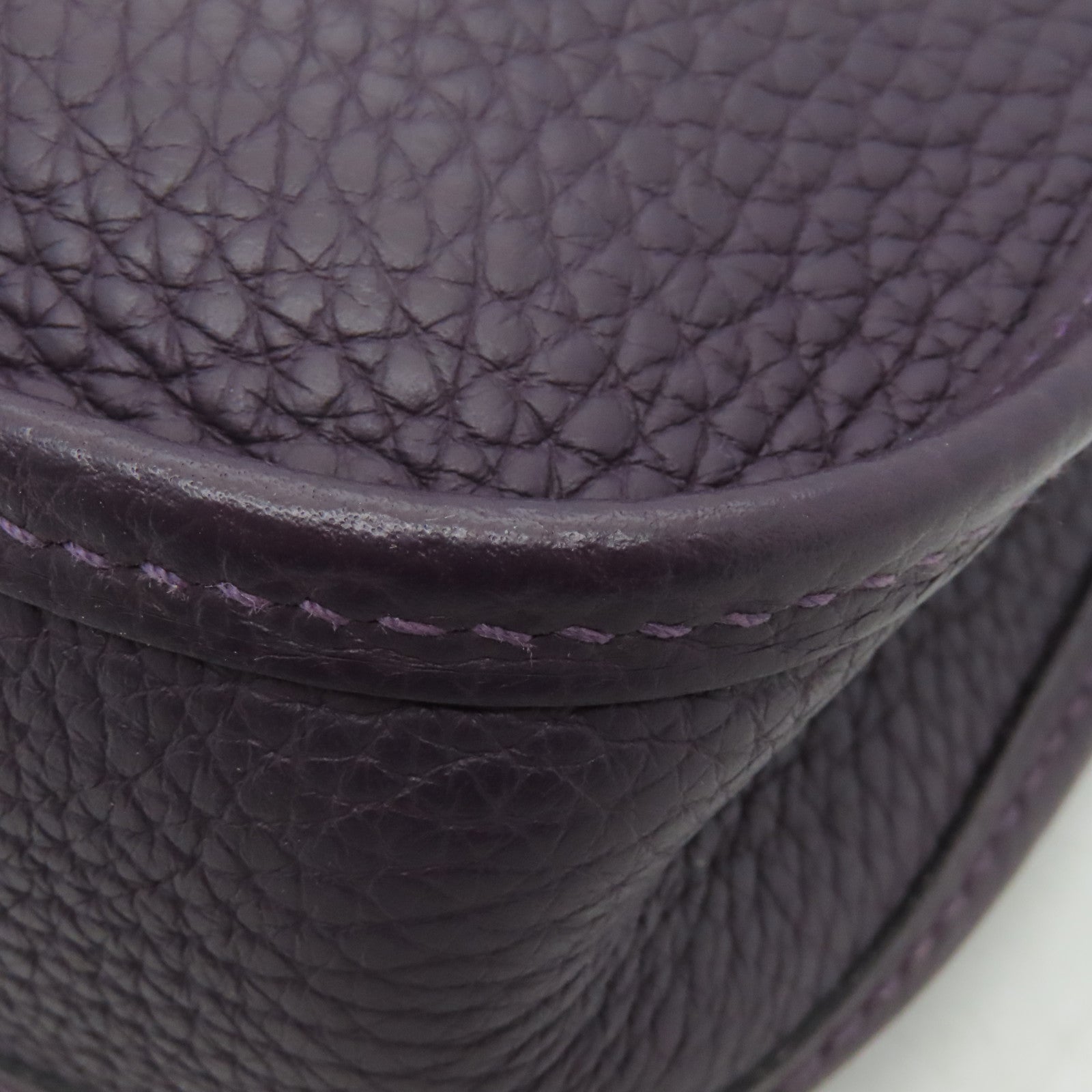 HERMES Clemence皮革Evelyne TPM銀扣肩背袋紫色