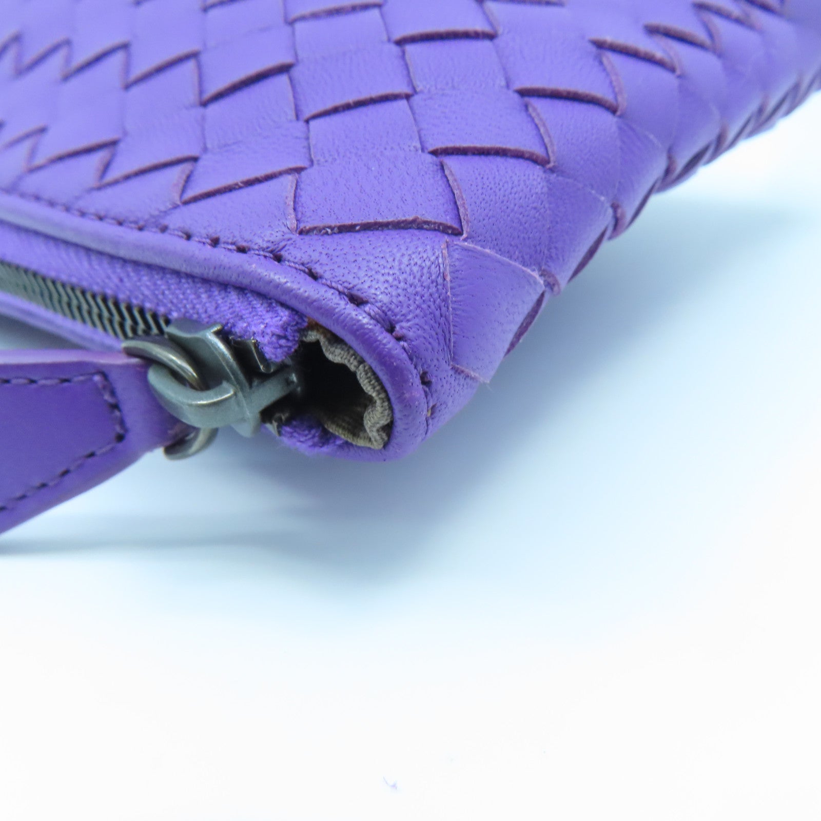 BOTTEGA VENETA Textured Leather Pouch Clutch Purple