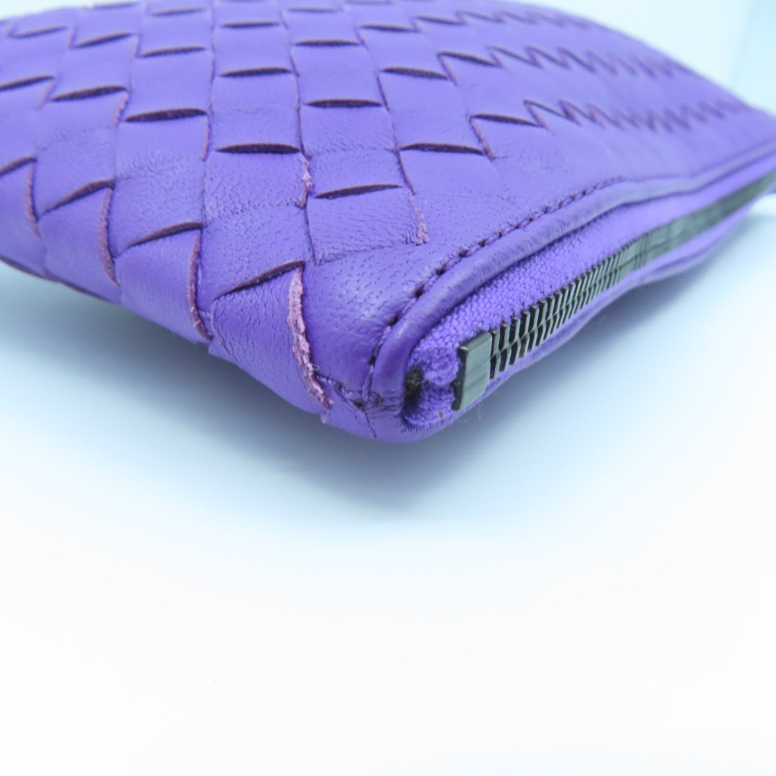 BOTTEGA VENETA Textured Leather Pouch Clutch Purple