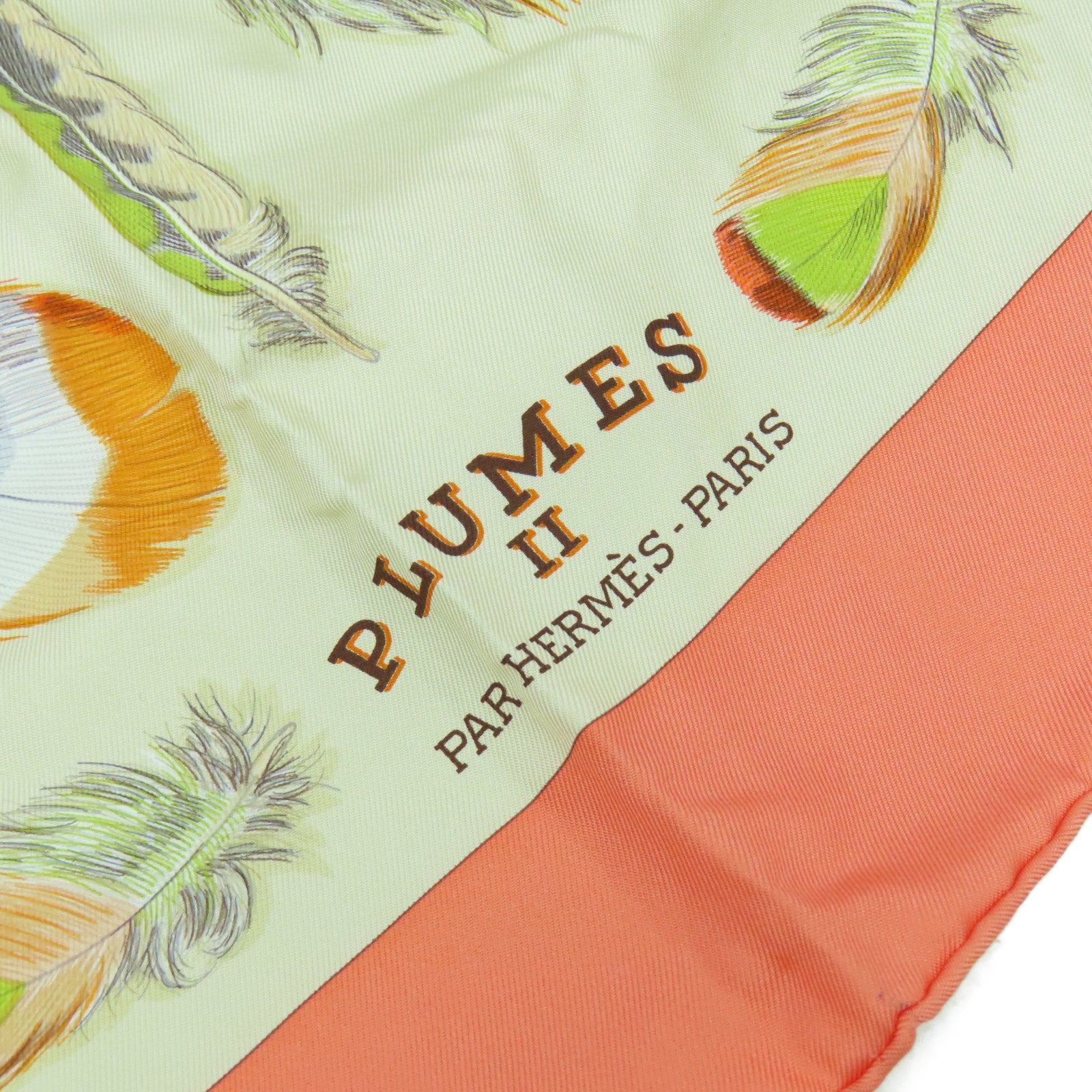 HERMES 【激減優惠】絲質Scarf 90X90絲巾橙色/米色