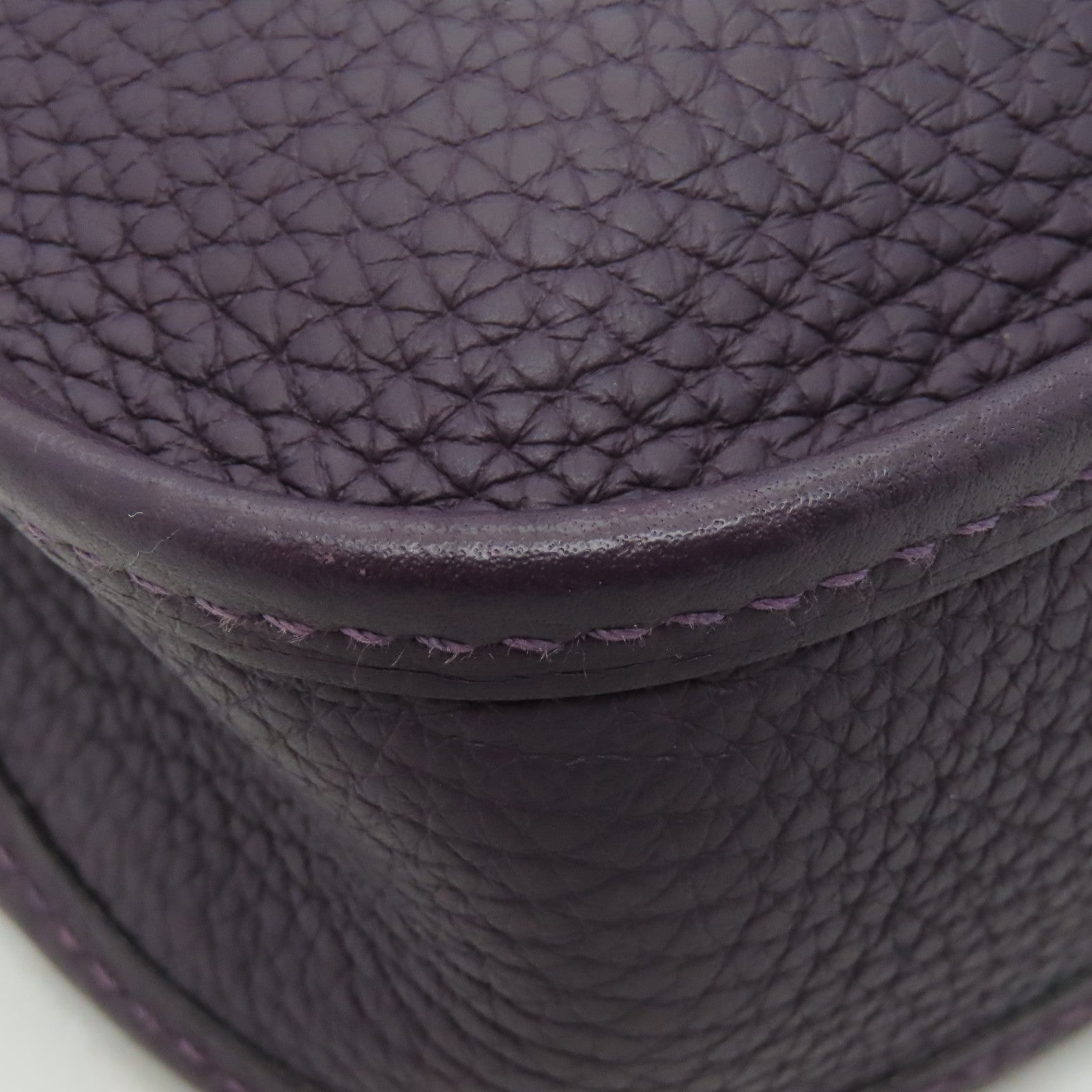 HERMES Clemence皮革Evelyne TPM銀扣肩背袋紫色
