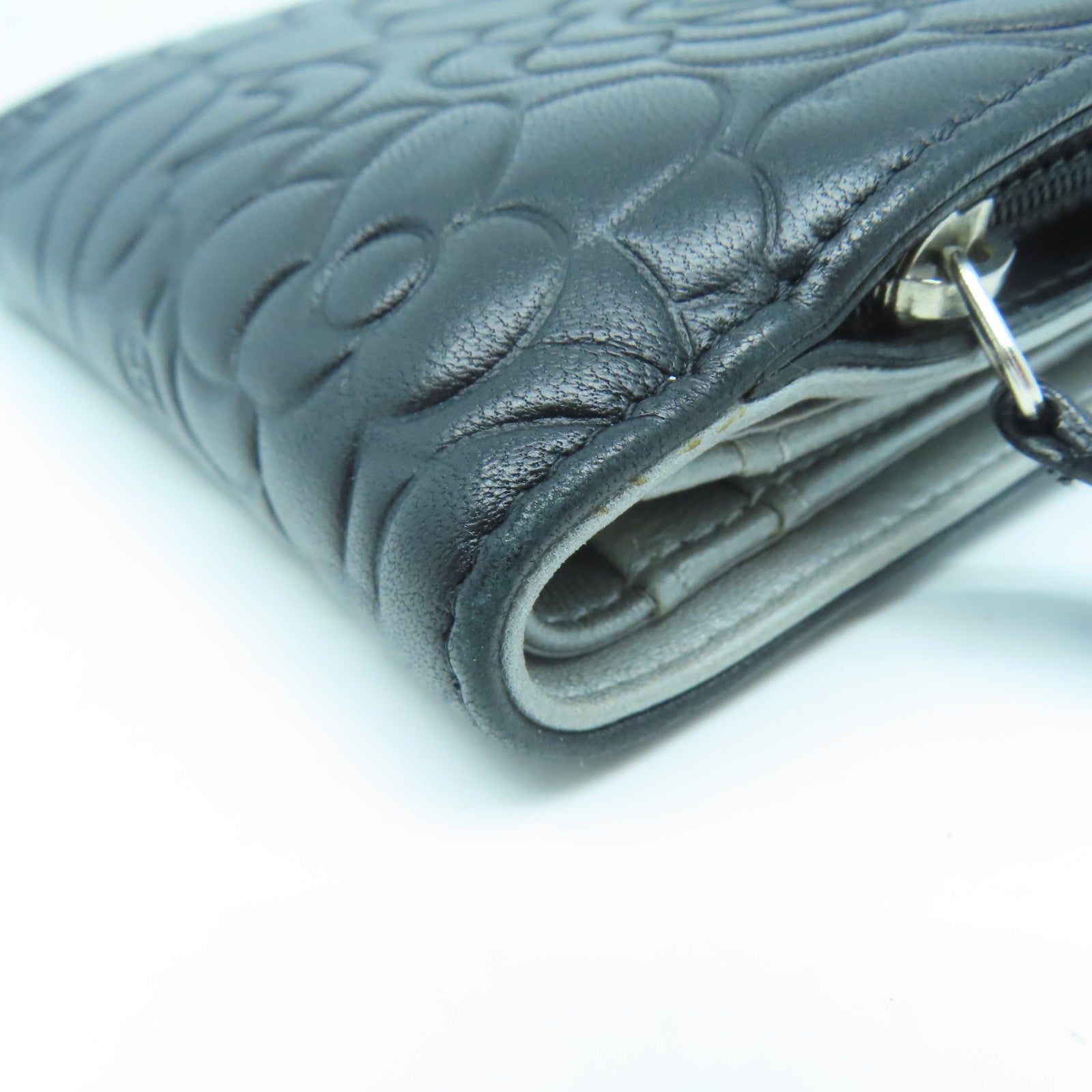 CHANEL 羊皮皮革Wallet銀扣錢包黑色