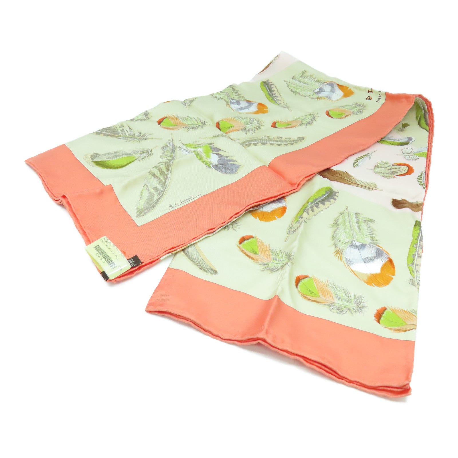 HERMES 【激減優惠】絲質Scarf 90X90絲巾橙色/米色