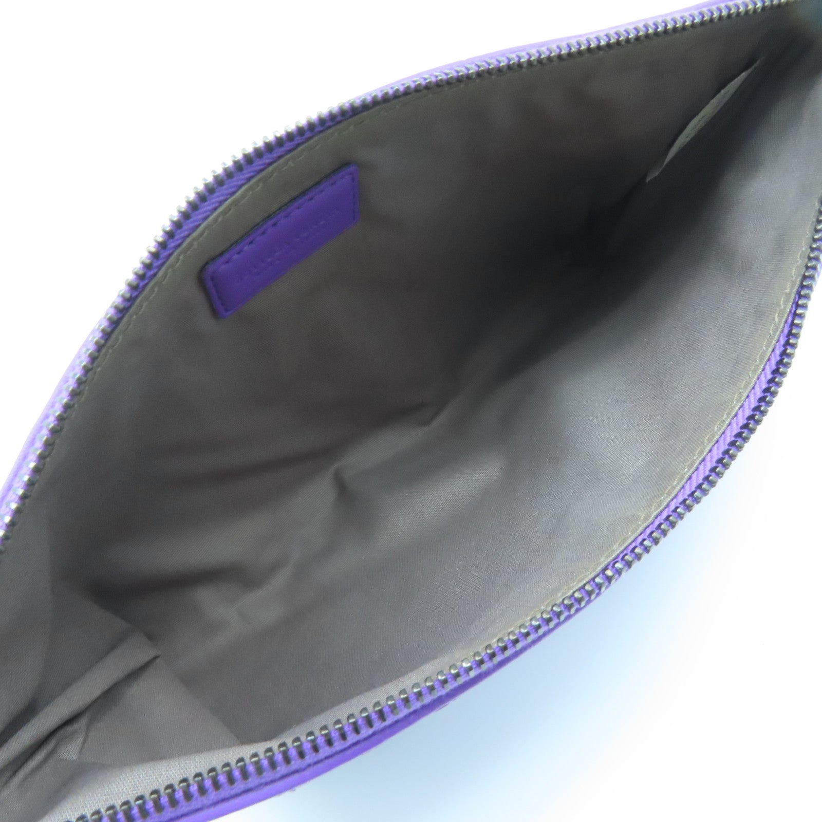 BOTTEGA VENETA Textured Leather Pouch Clutch Purple