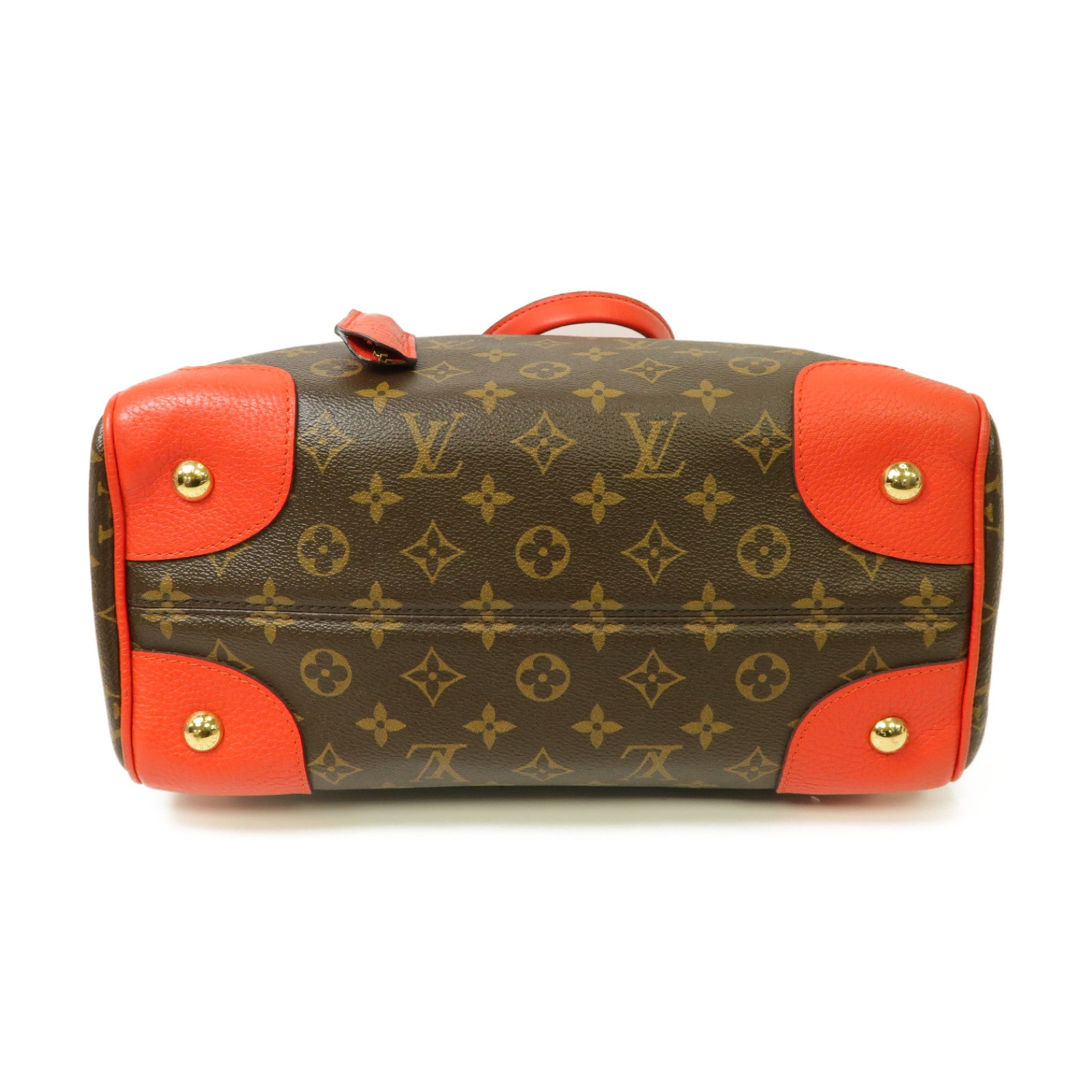 LOUIS VUITTON Monogram Retiro金扣手挽袋棕色紅色