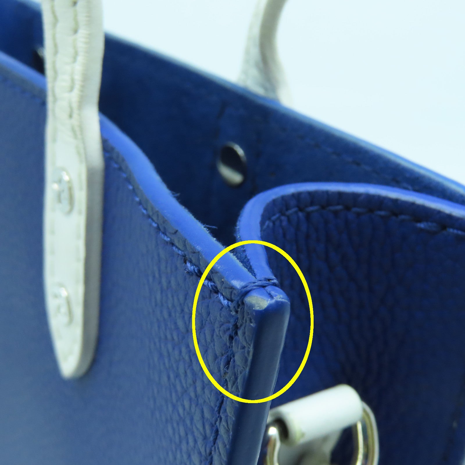 LOUIS VUITTON Cowhide Leather Everyday LV Sac Plat XS Silver Buckle Handle Shoulder Bag Blue/White