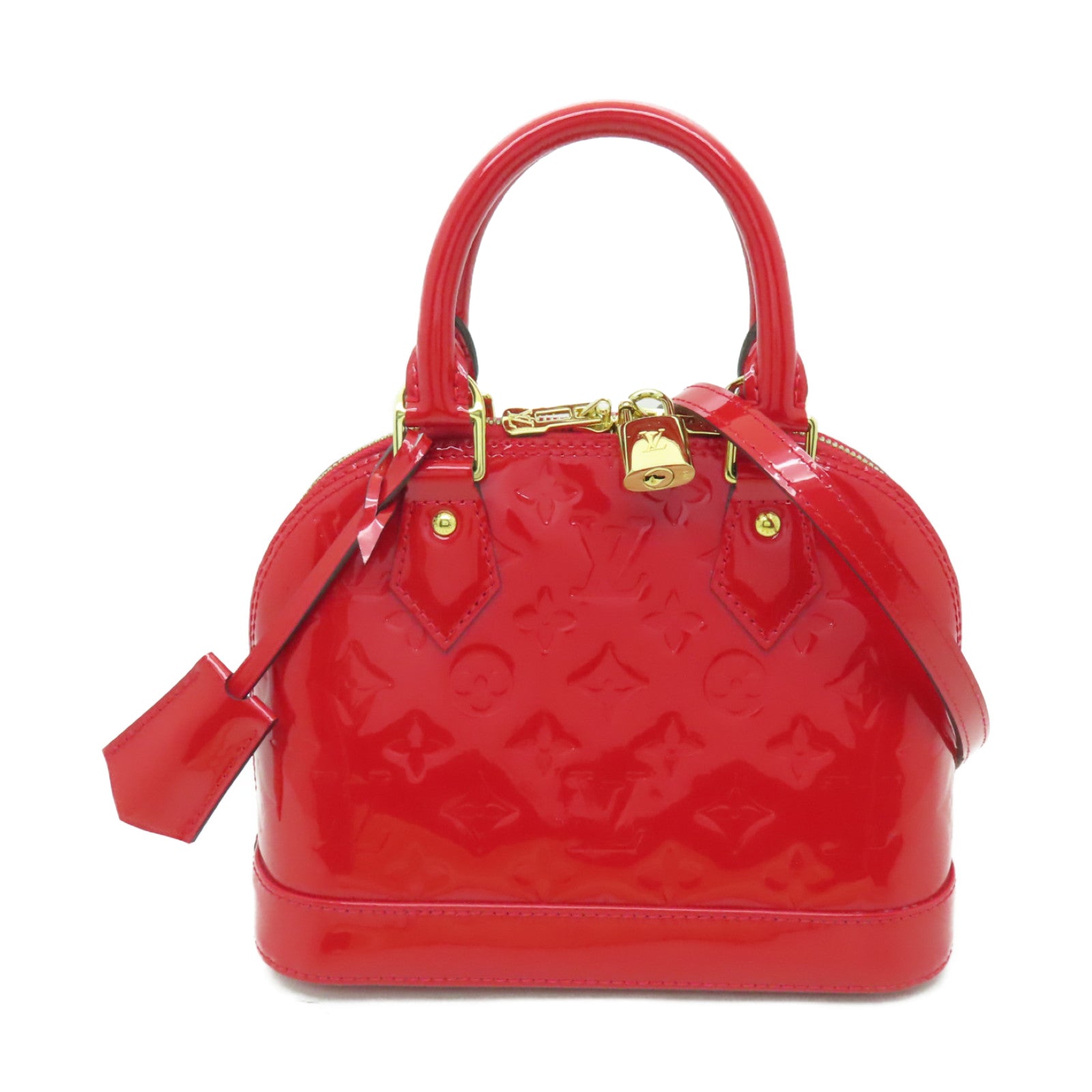 LOUIS VUITTON Vernis Alma BB金扣手挽袋紅色