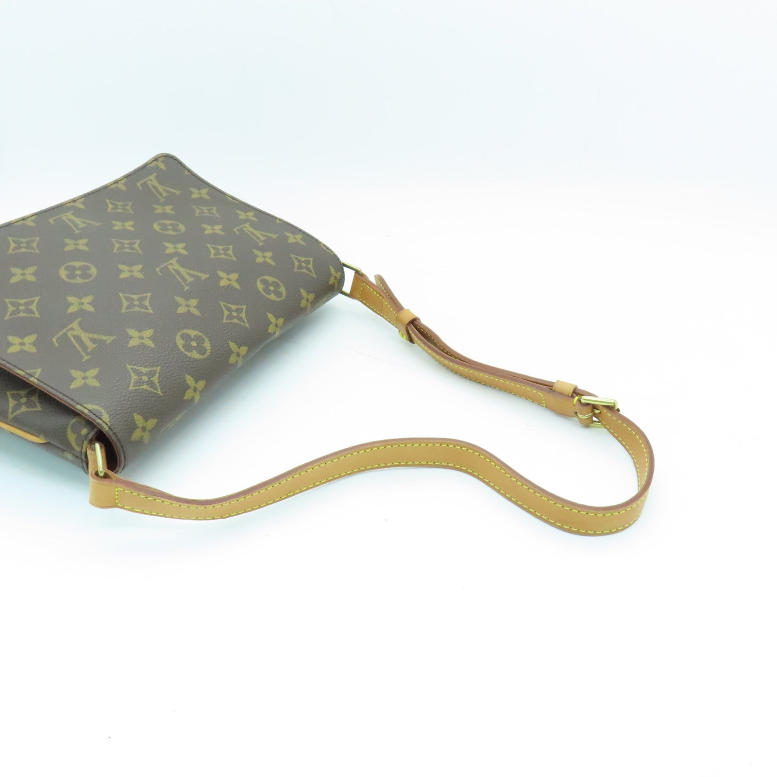 LOUIS VUITTON Monogram Musette Tango Gold Buckle Shoulder Bag Brown