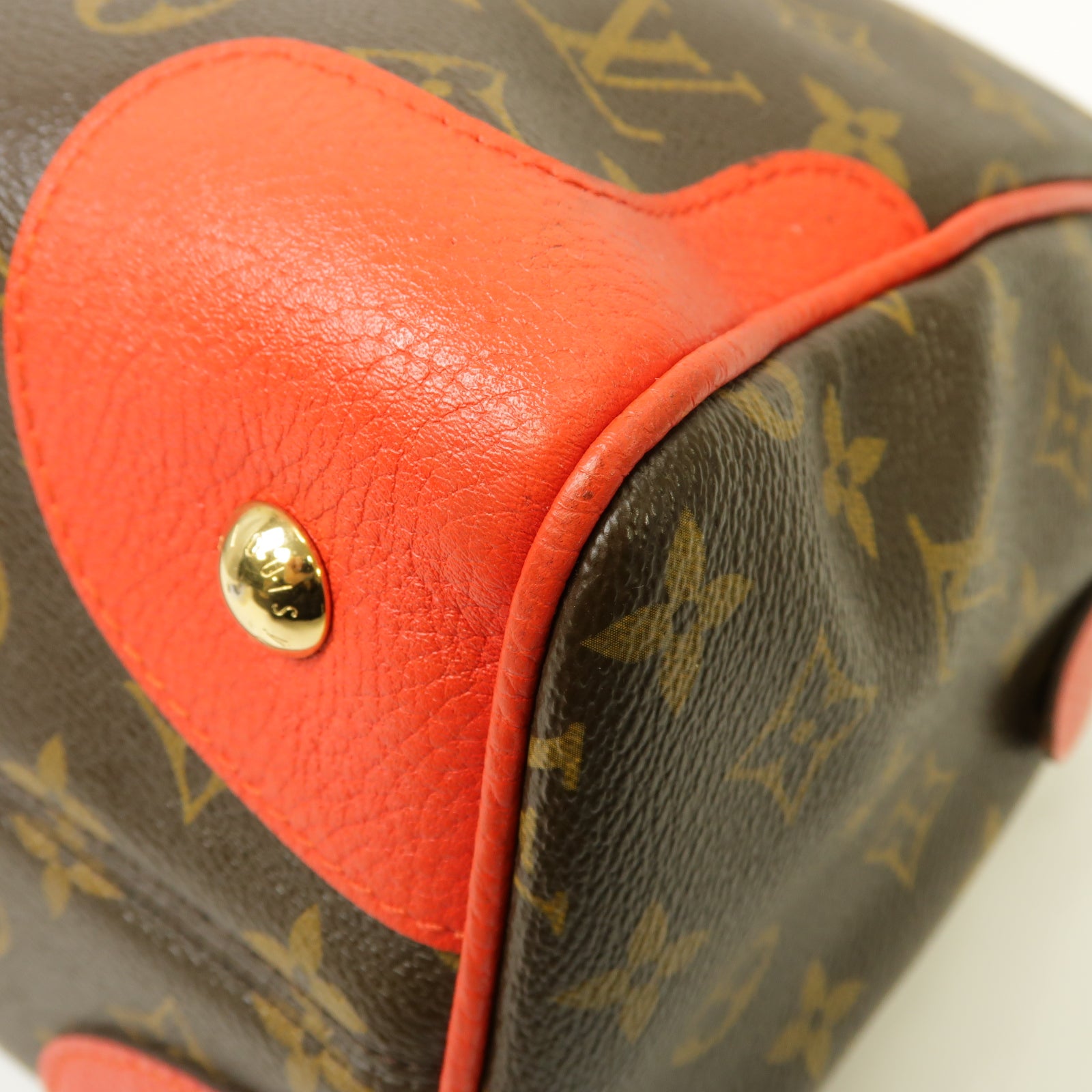 LOUIS VUITTON Monogram Retiro金扣手挽袋棕色紅色