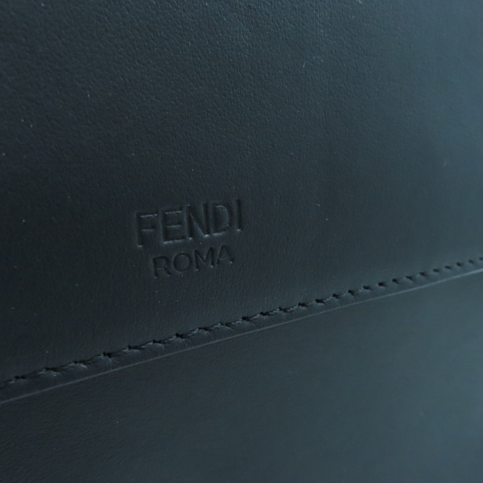 FENDI Cowhide Leather 2way Shoulder Bag Silver Buckle Handle Shoulder Bag Black