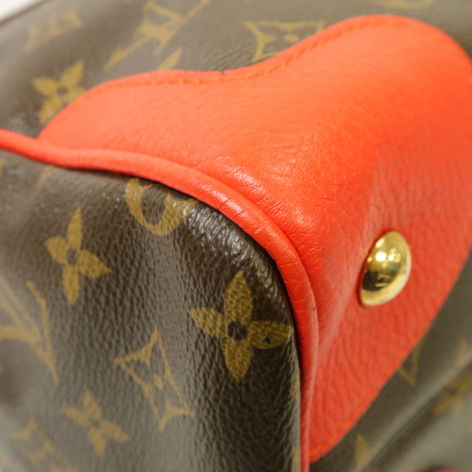 LOUIS VUITTON Monogram Retiro金扣手挽袋棕色紅色