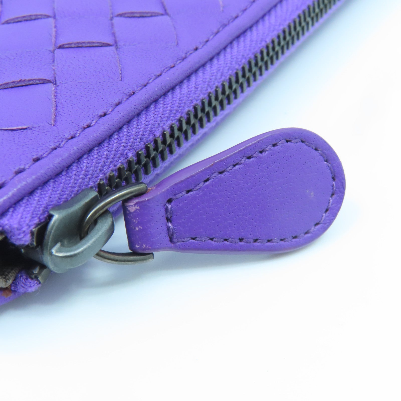 BOTTEGA VENETA Textured Leather Pouch Clutch Purple