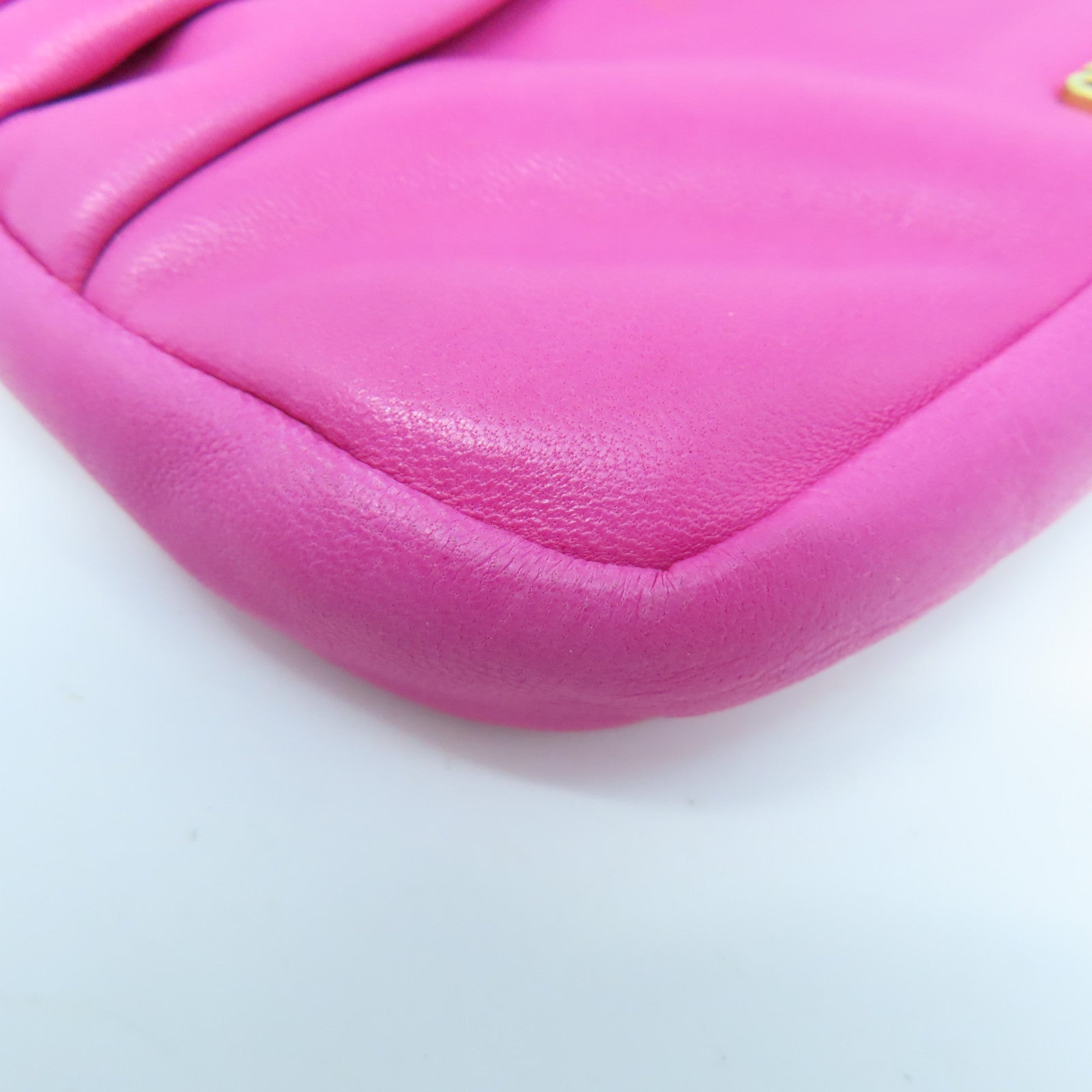 Miu Miu Cowhide Leather Pouch Gold Buckle Clutch Pink